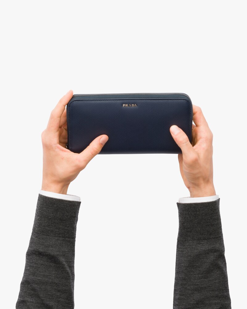 prada saffiano leather tab wallet