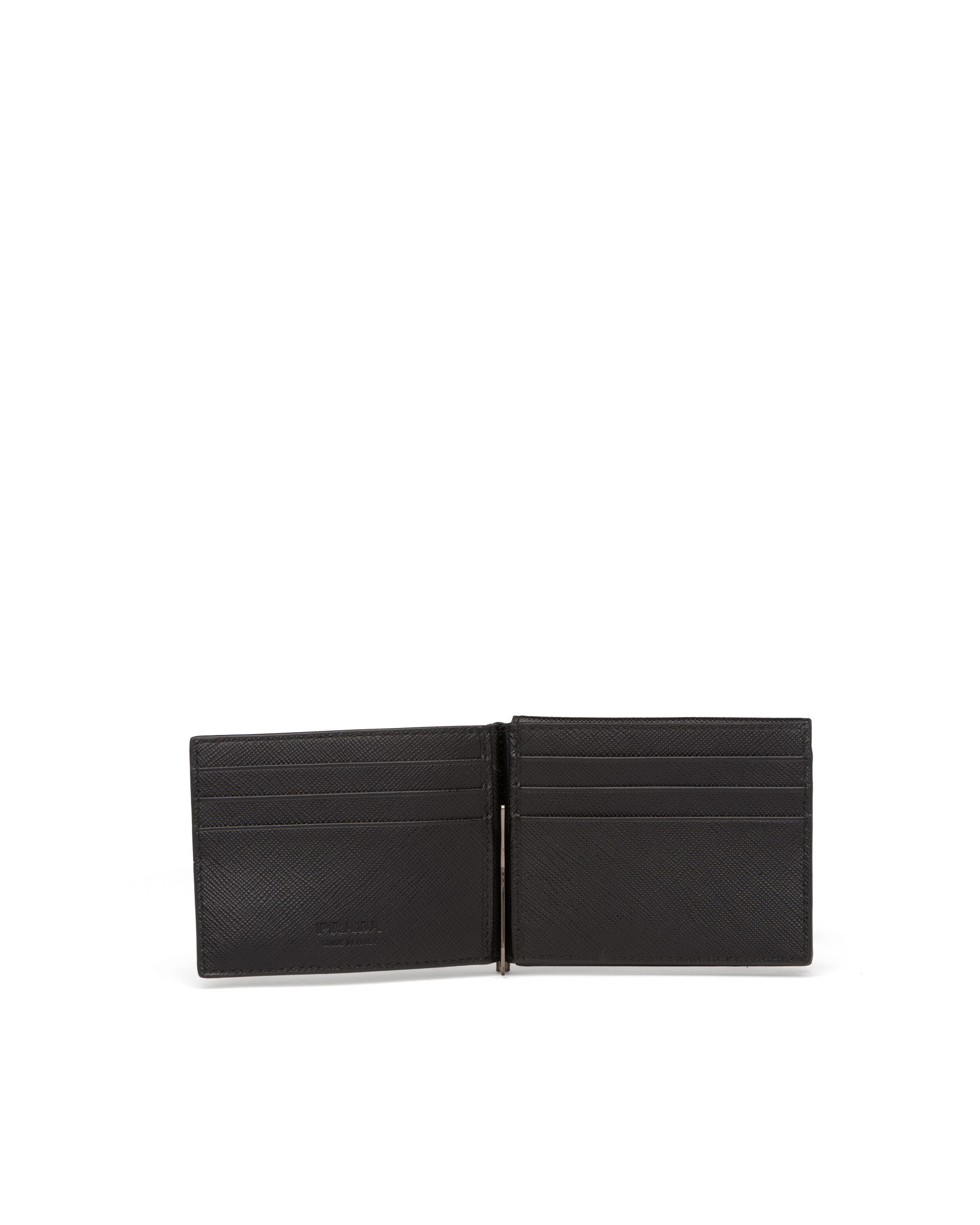 Logo Plque Saffiano Leather Wallet, Gold Hardware