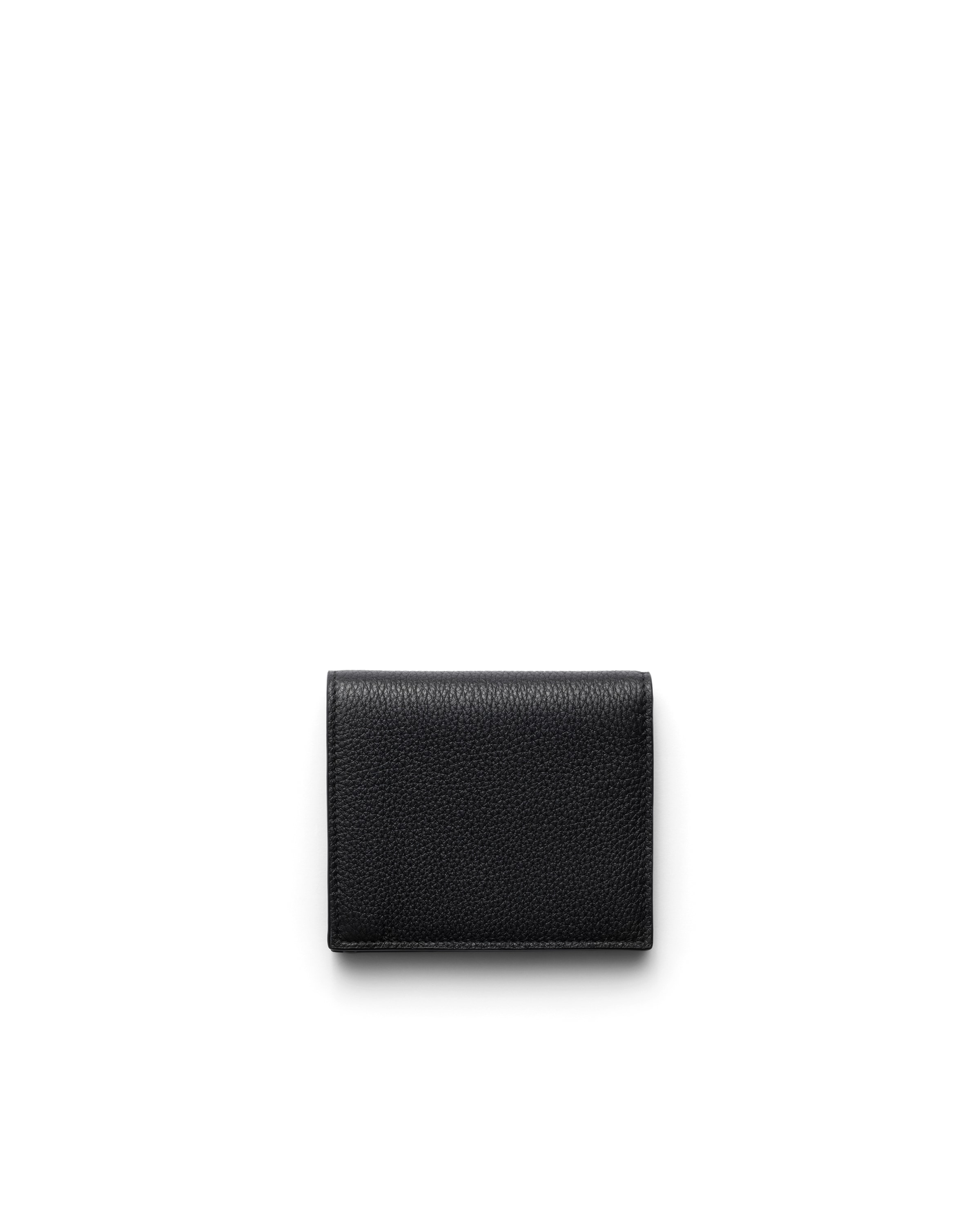 Prada Enamel Triangle-logo Wallet In Black