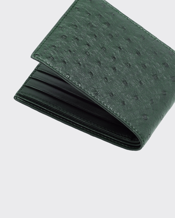 محفظة من جلد نعام - أخضر زمردي محفظة من جلد نعام - أخضر زمردي