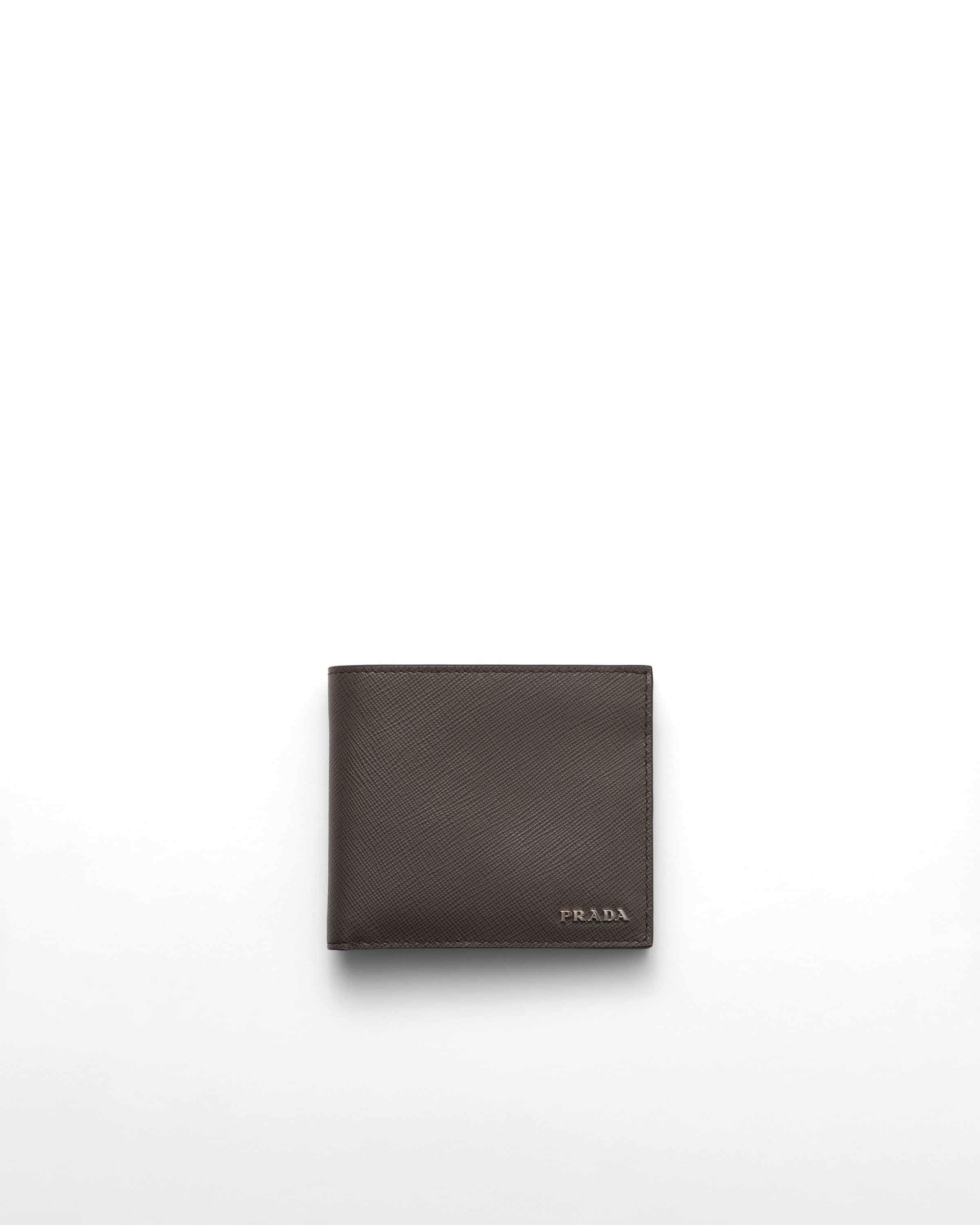 Prada Portefeuille En Cuir, Homme, Gris Fumé/émeraude