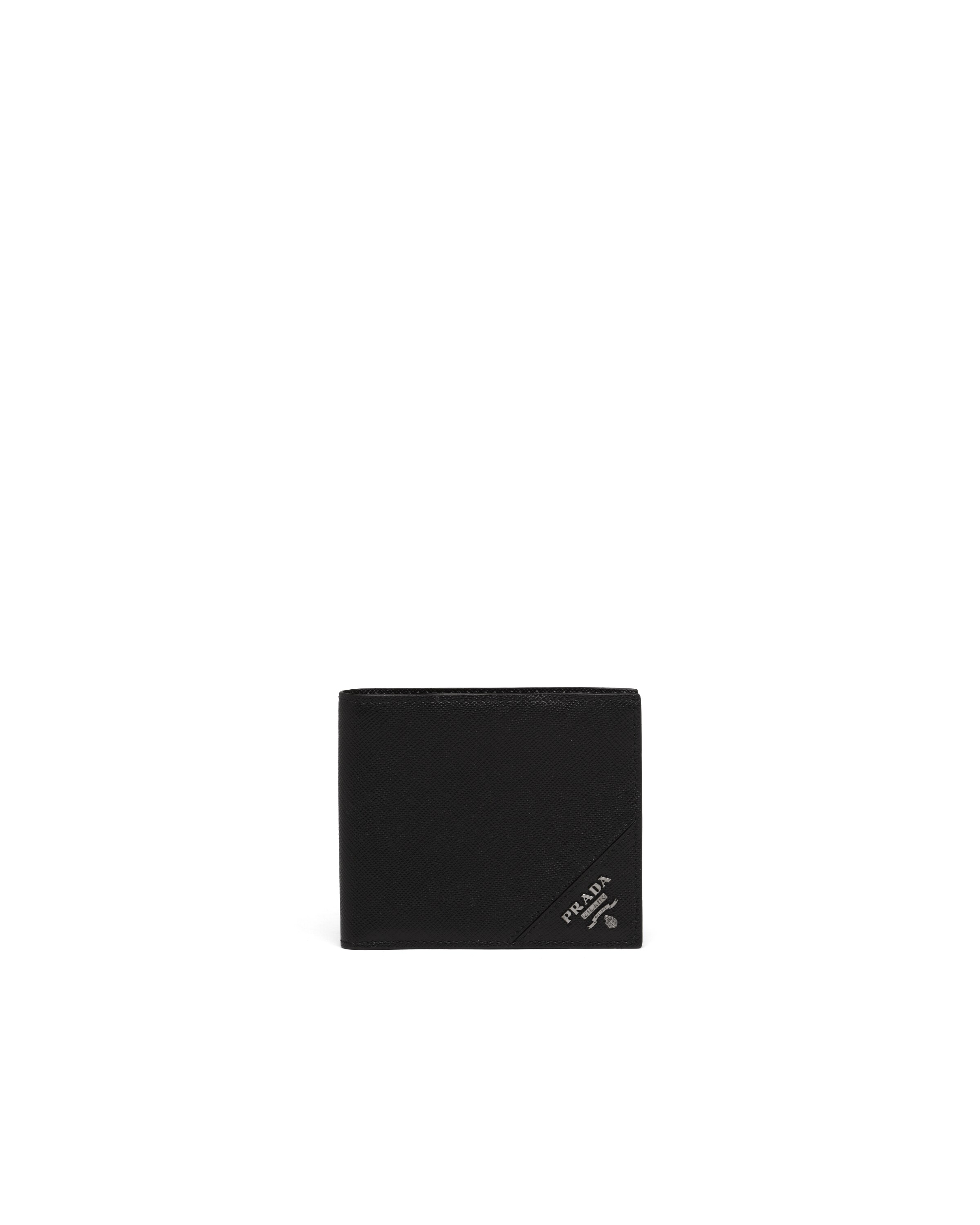 Prada Saffiano Leather Bi Fold Wallet In Black