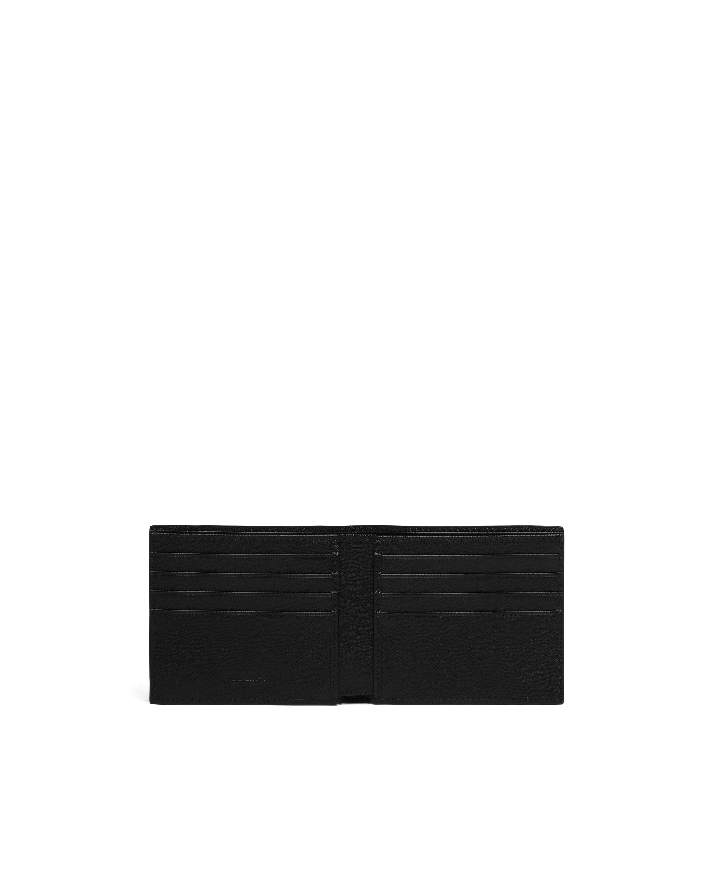 Prada Saffiano Leather Bi Fold Wallet In Black