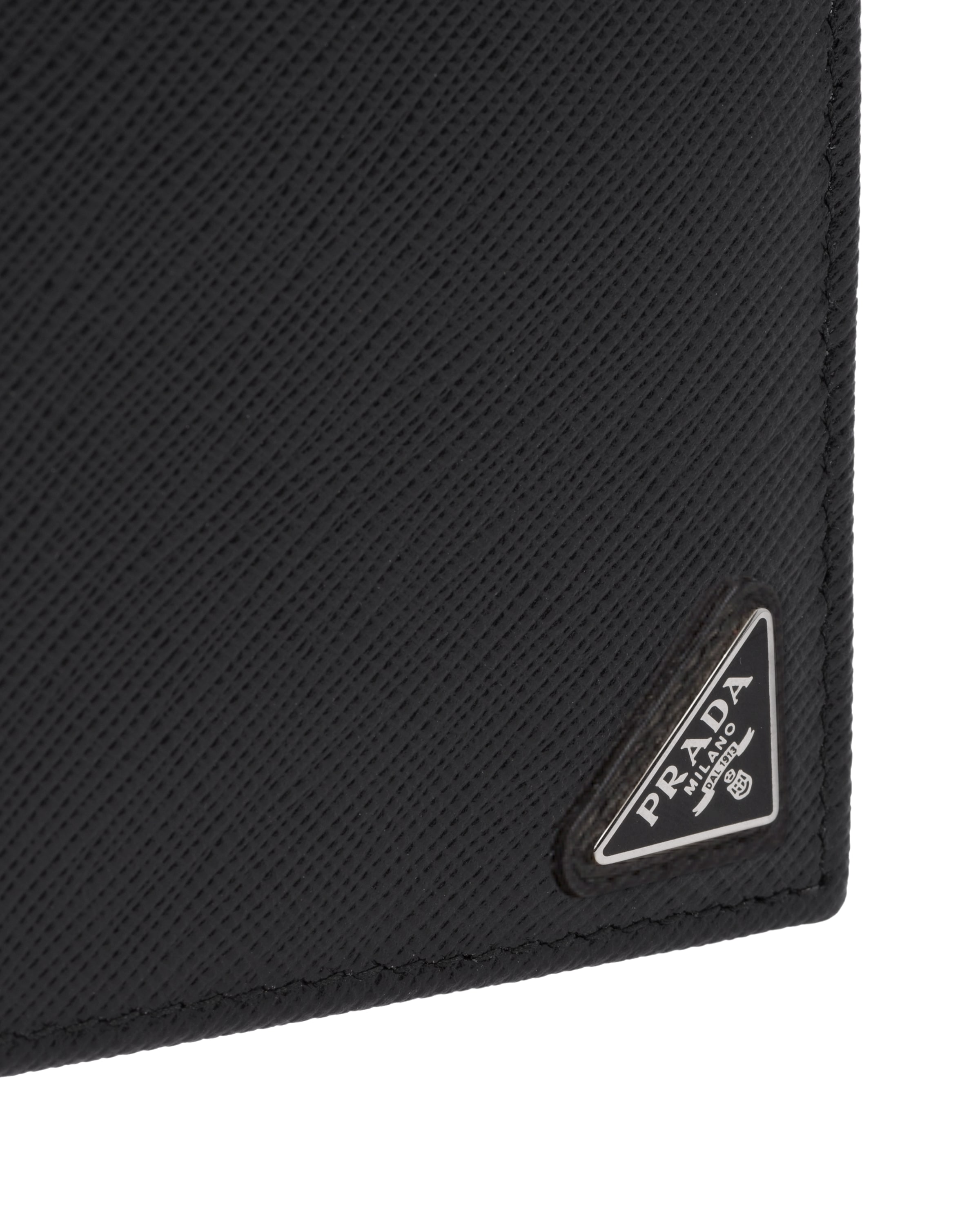 Prada Triangle Logo Bi-fold Wallet In Black