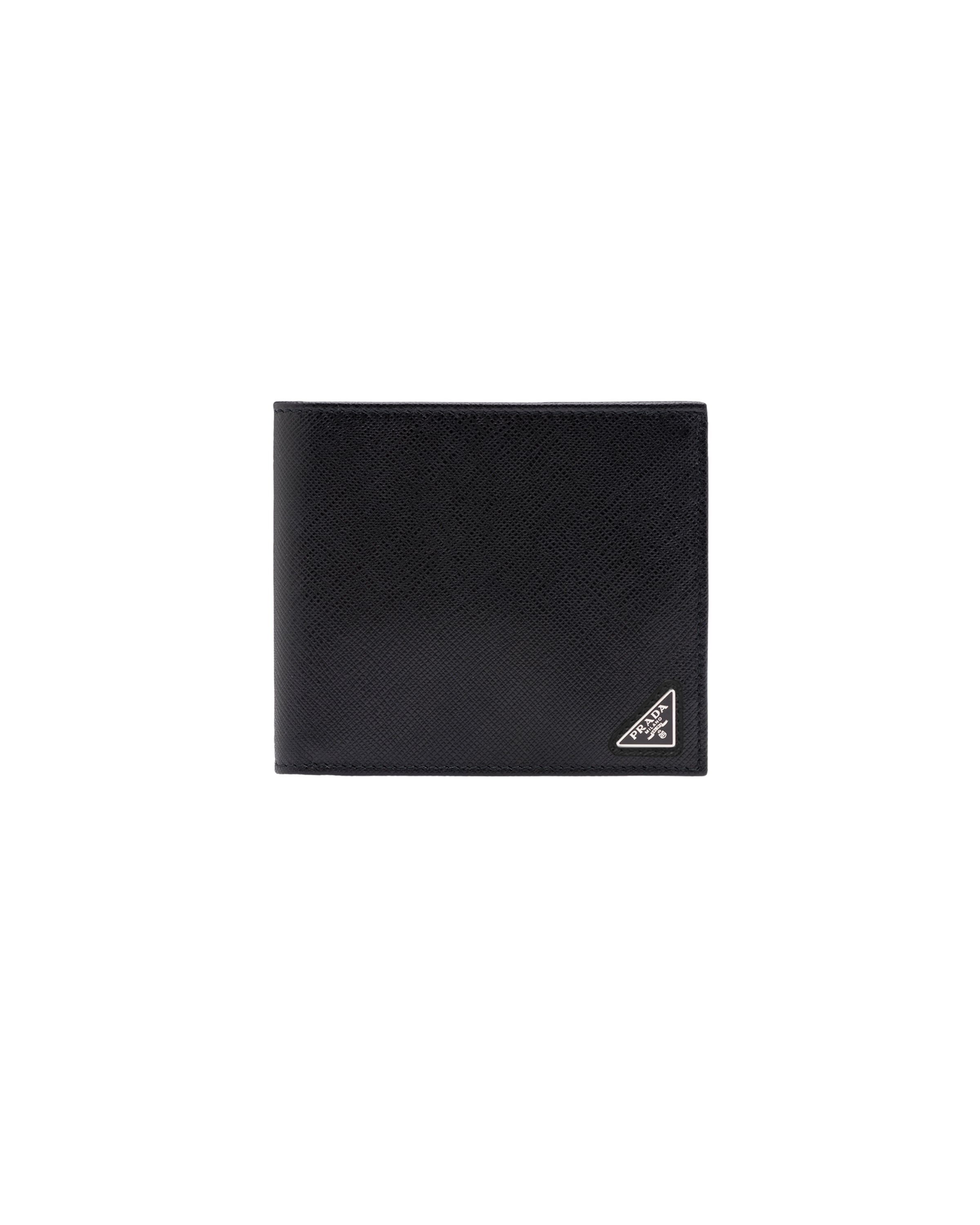 Prada Triangle Logo Bi-fold Wallet In Black
