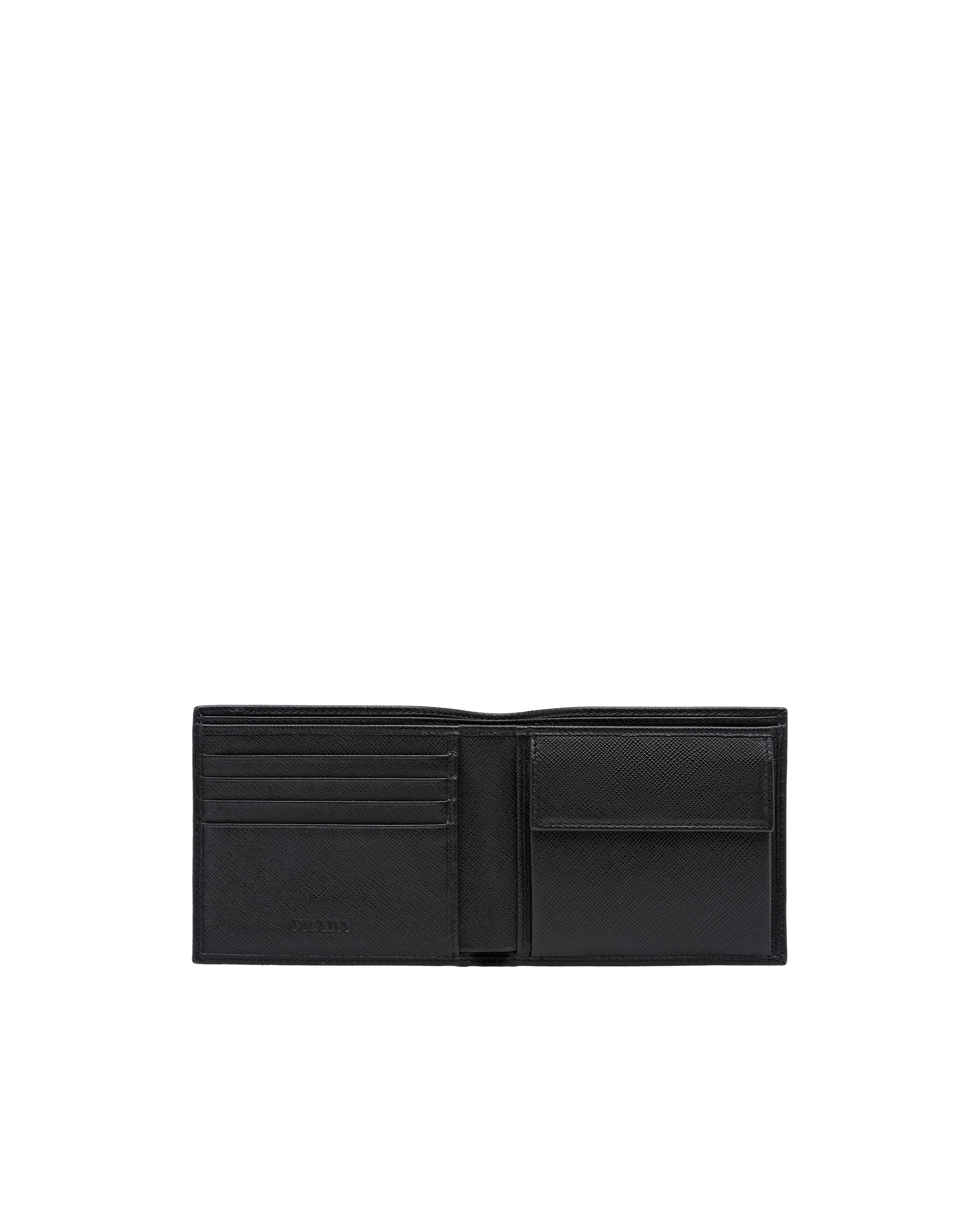 Prada Triangle Logo Bi-fold Wallet In Black