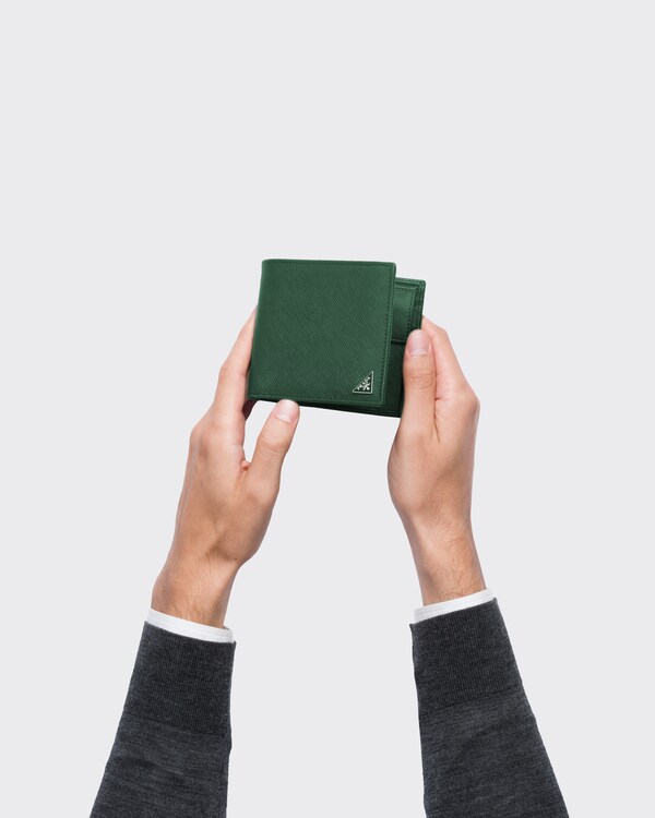 Saffiano Leather Wallet with coin purse - Emerald Green Saffiano Leather Wallet with coin purse - Emerald Green