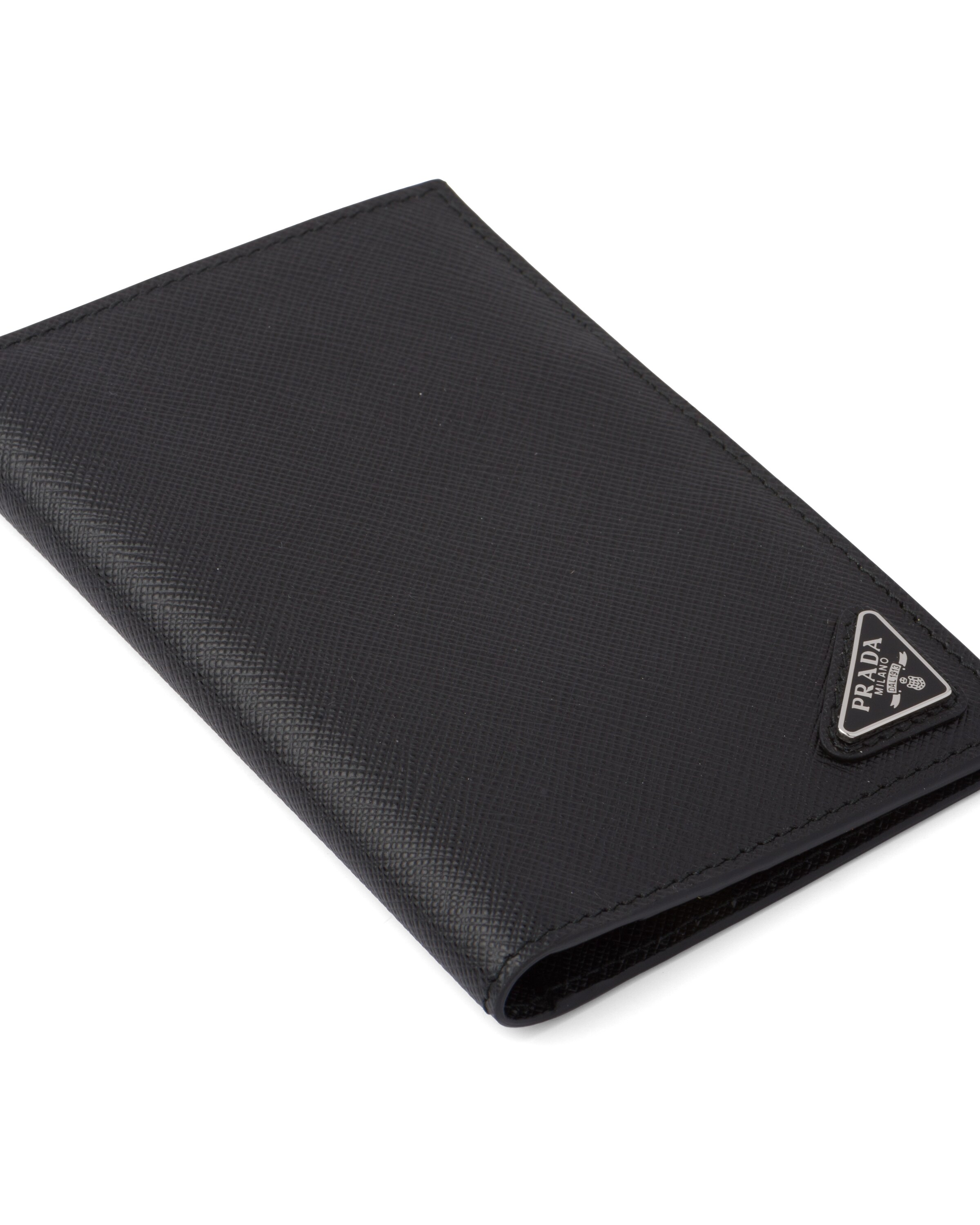Black Saffiano leather passport holder Prada