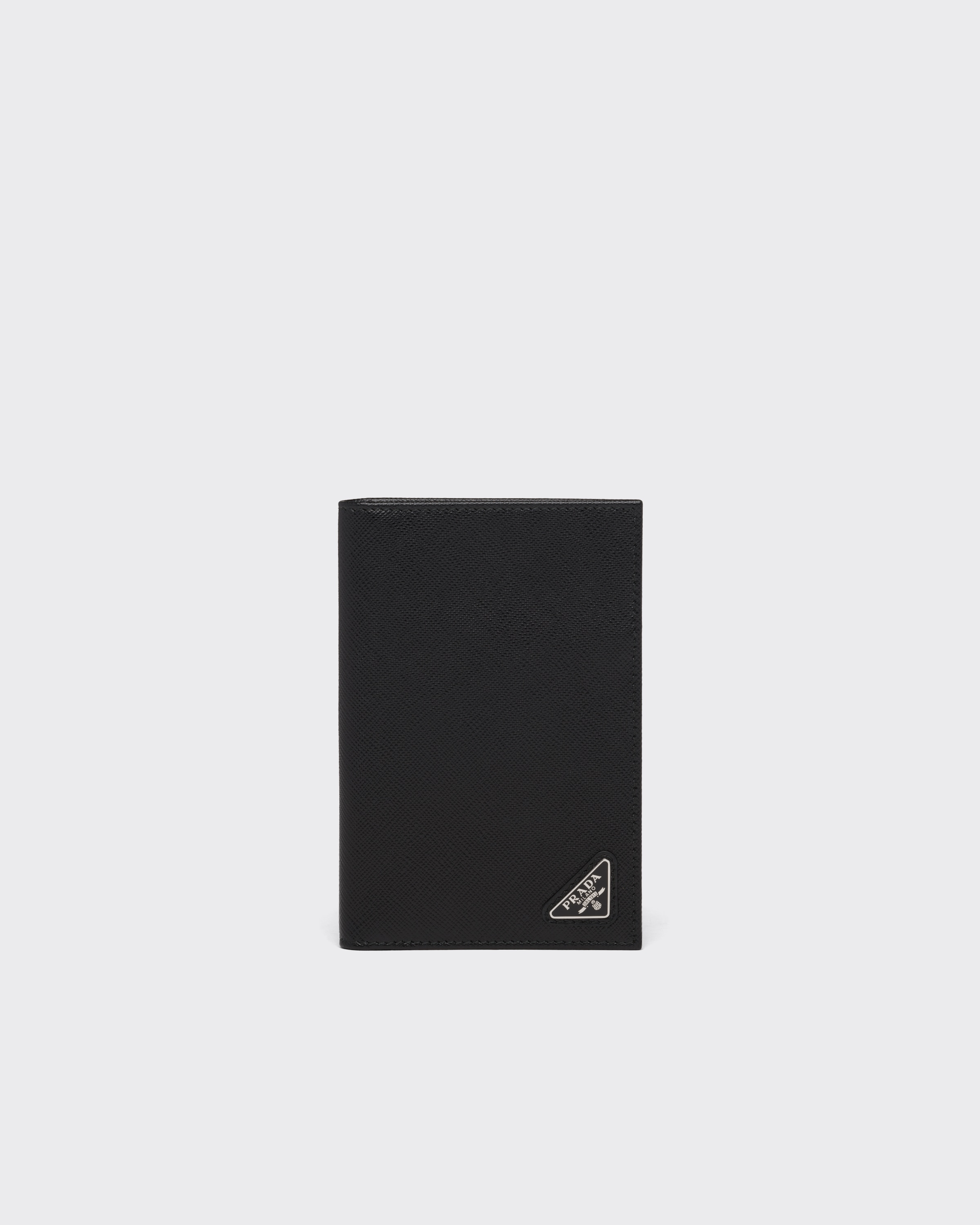 Prada Saffiano Leather Passport Holder, Man, Black