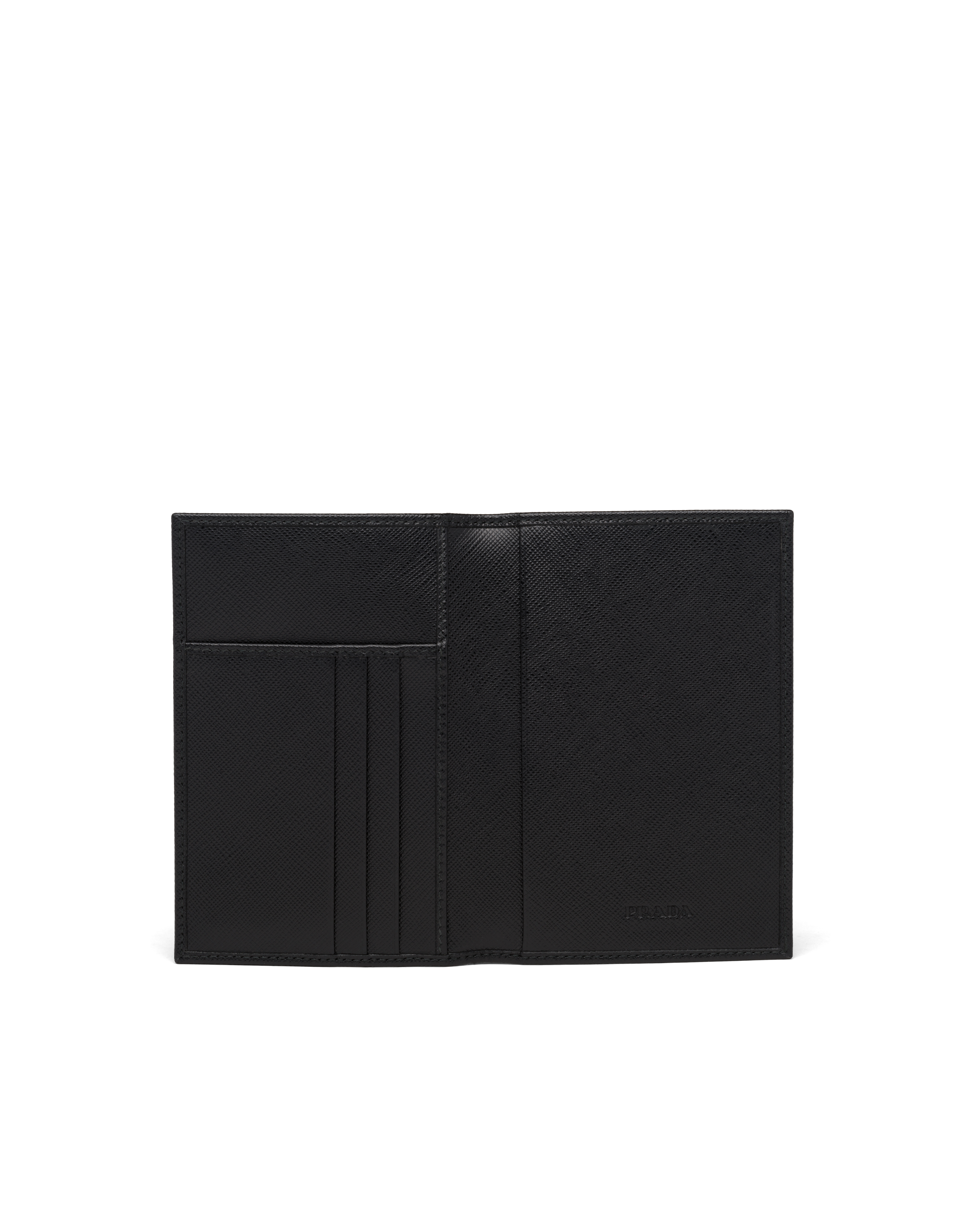 Prada Saffiano Leather Passport Holder In Black