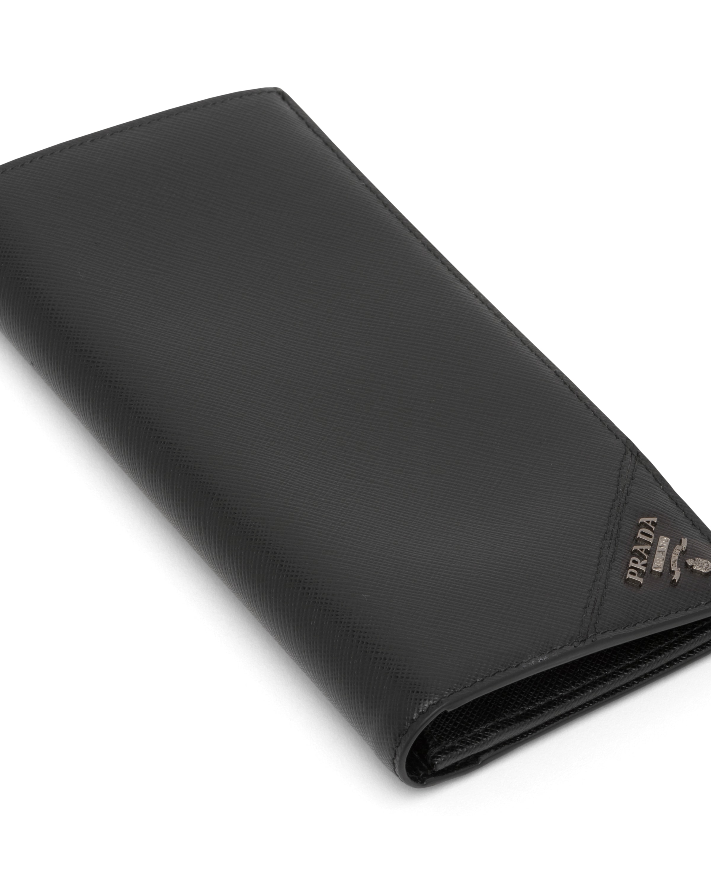 Prada Large Saffiano Leather Wallet In Black
