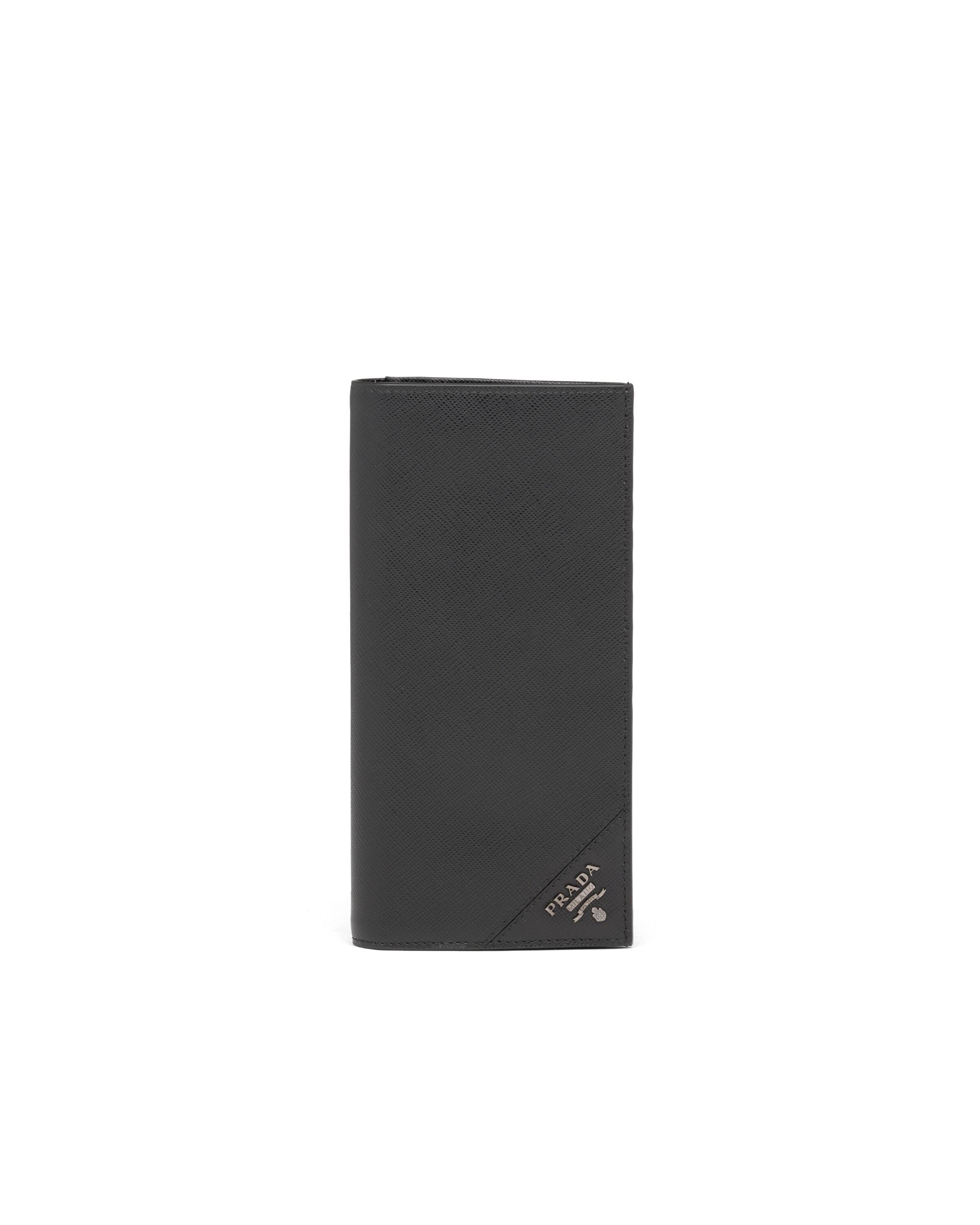 Prada Large Saffiano Leather Wallet In Black