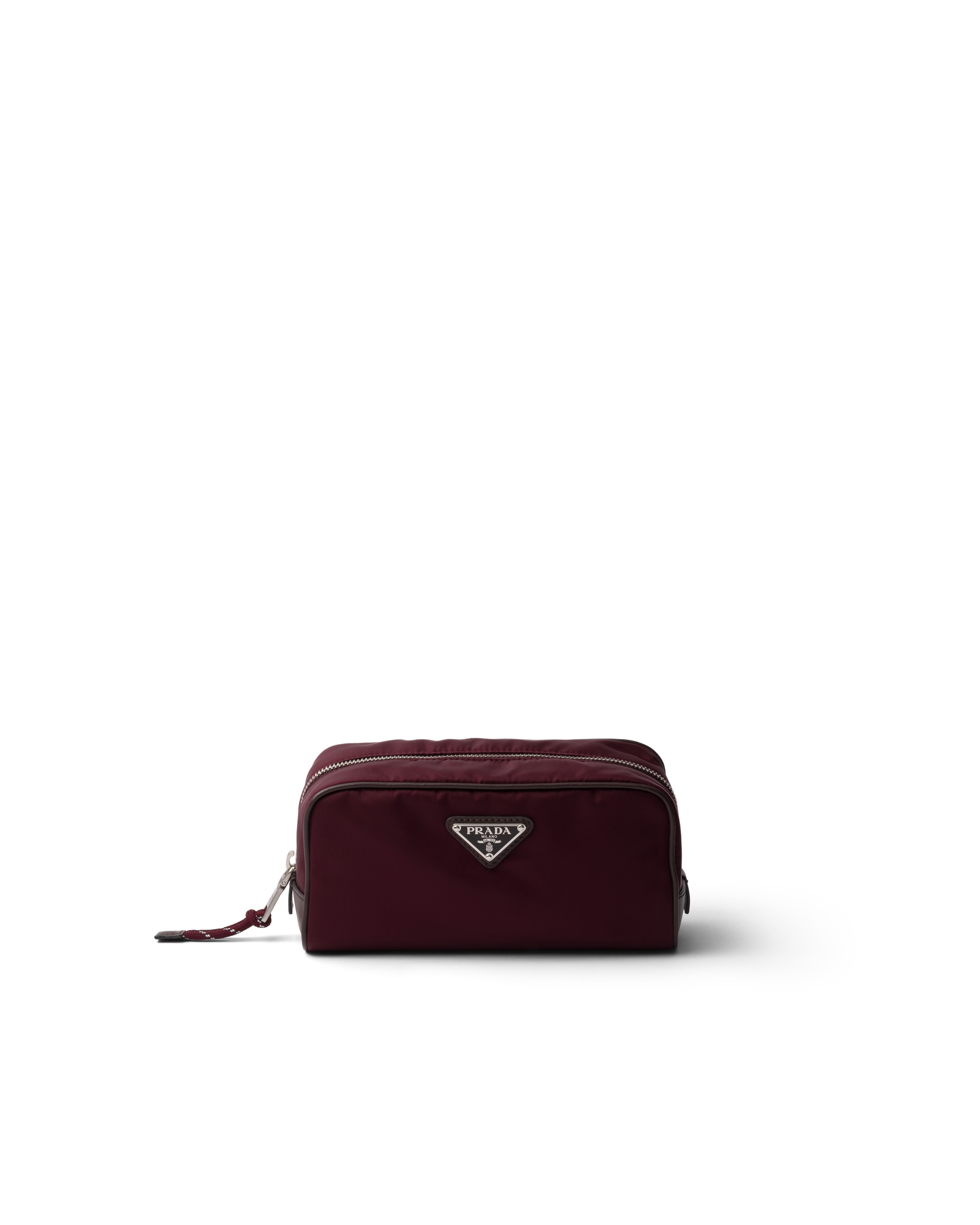 Prada Speedrock Nylon And Leather Pouch Bag In Burgundy