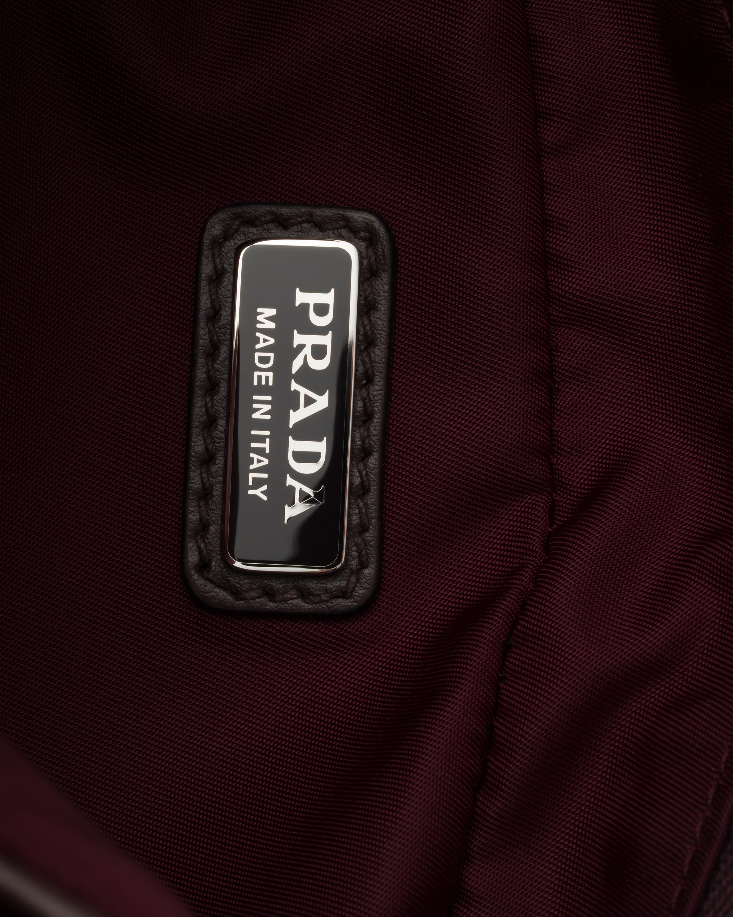 Prada Speedrock Nylon And Leather Pouch Bag In Burgundy