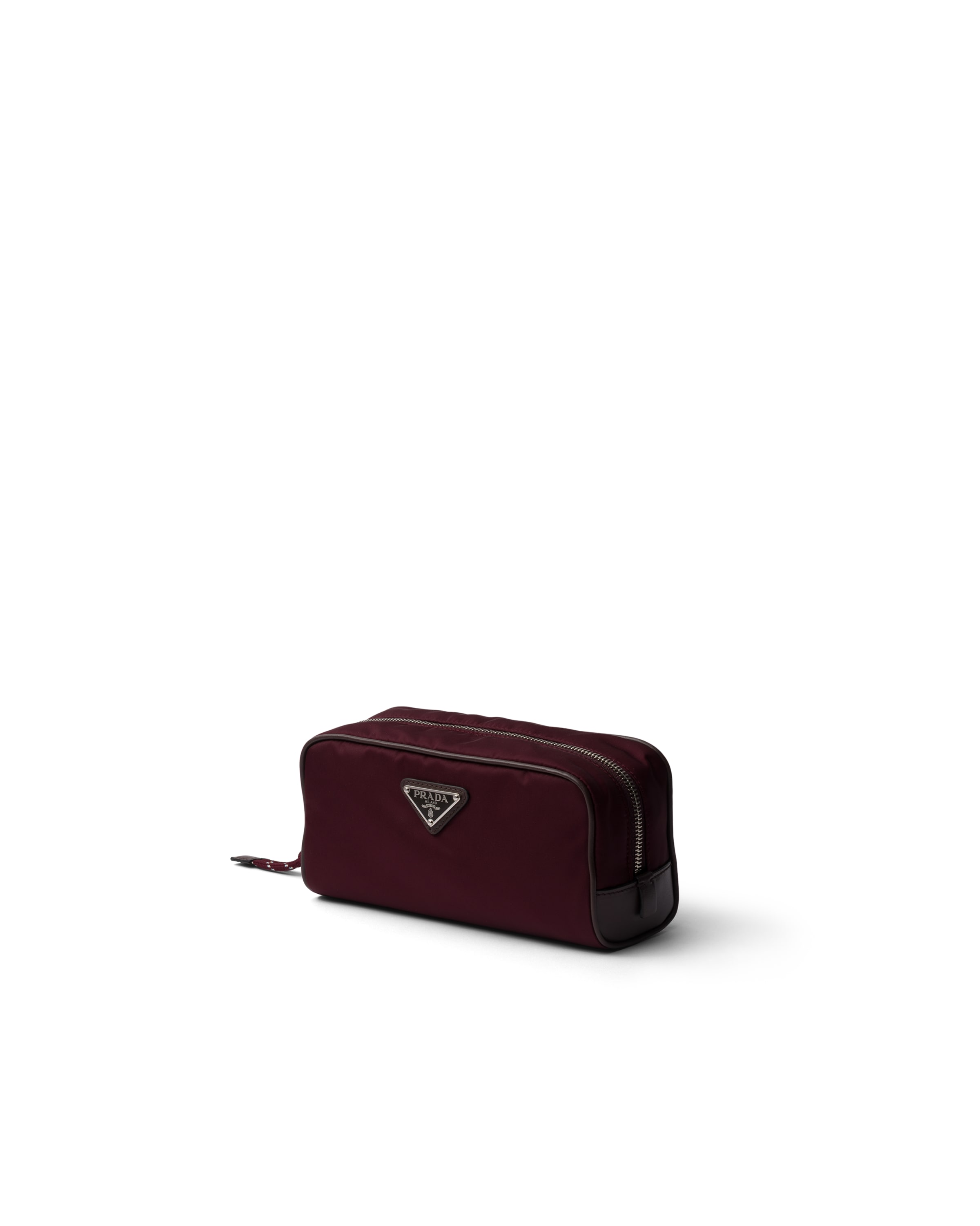 Prada Speedrock Nylon And Leather Pouch Bag In Burgundy