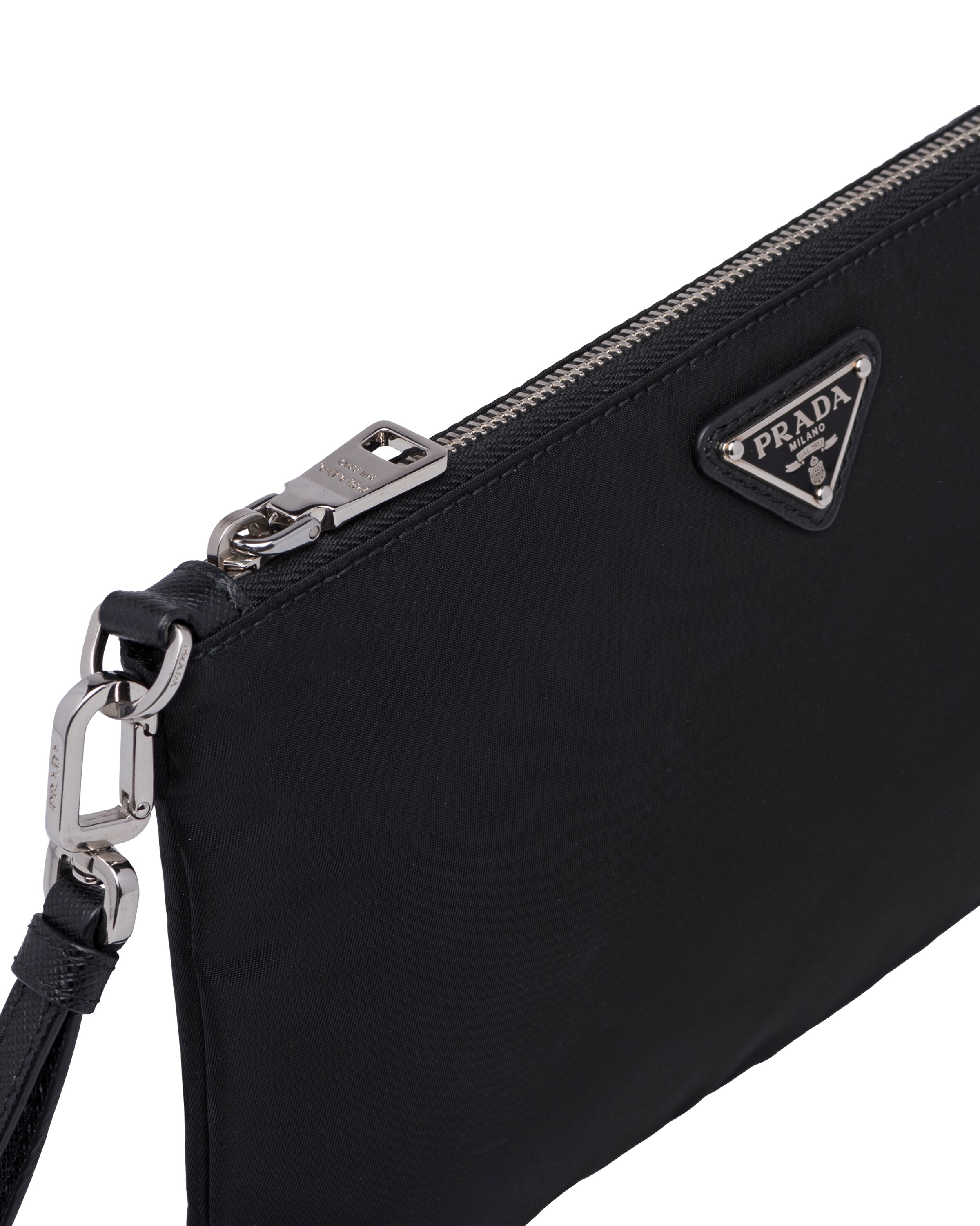 Black ReNylon and Saffiano leather pouch Prada
