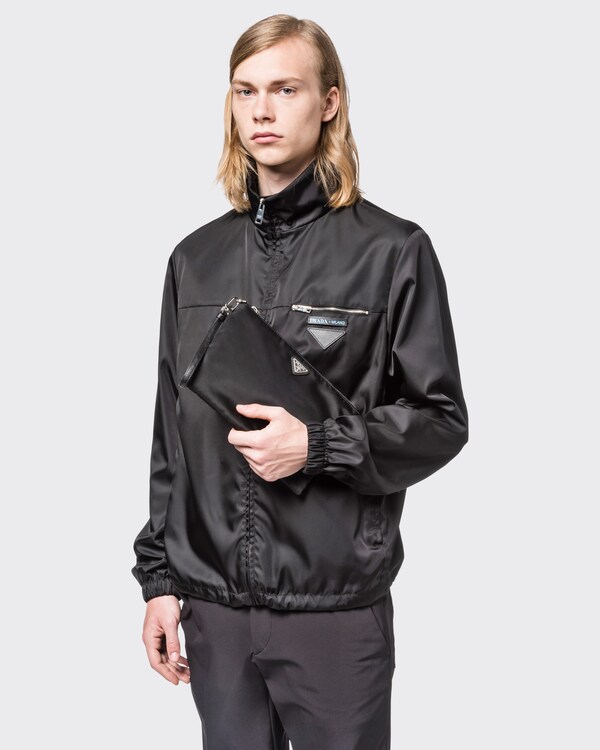 Re-Nylon and Saffiano leather pouch Re-Nylon and Saffiano leather pouch