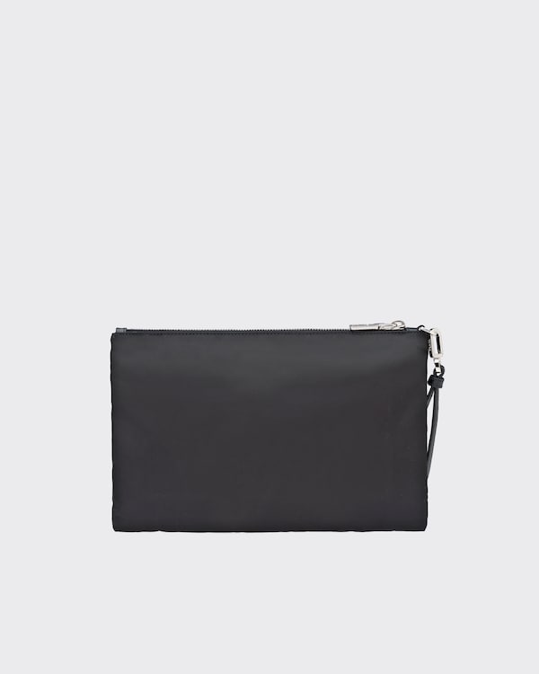 Re-Nylon and Saffiano leather pouch Re-Nylon and Saffiano leather pouch