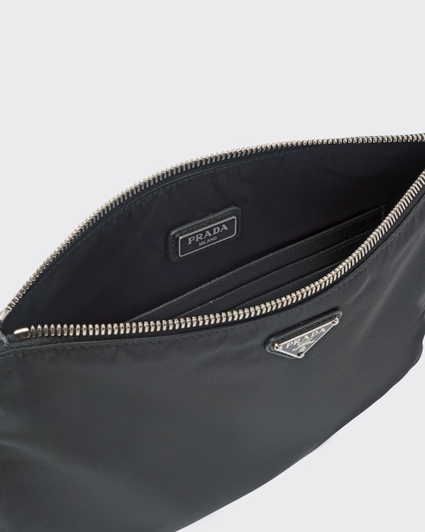 Re-Nylon and Saffiano leather pouch Re-Nylon and Saffiano leather pouch