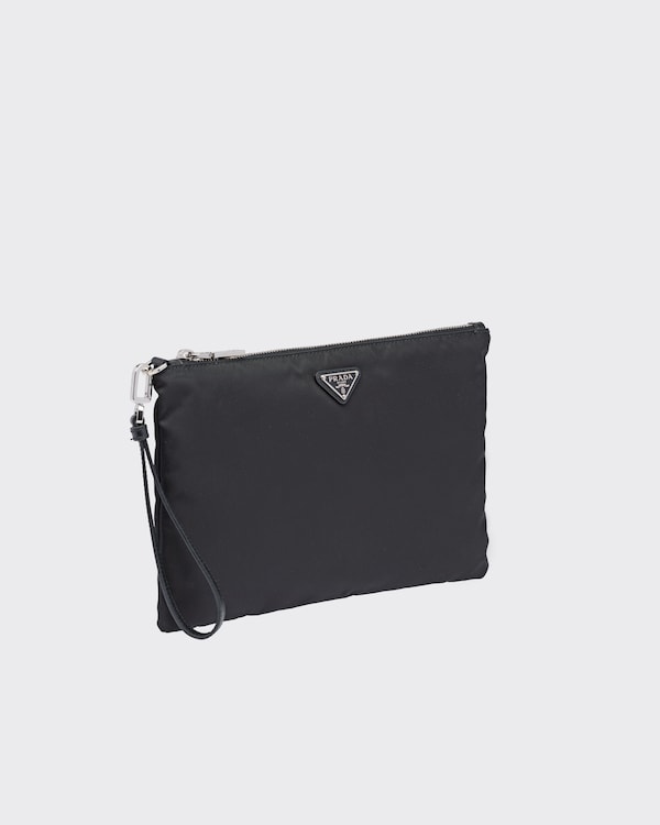 Re-Nylon and Saffiano leather pouch Re-Nylon and Saffiano leather pouch