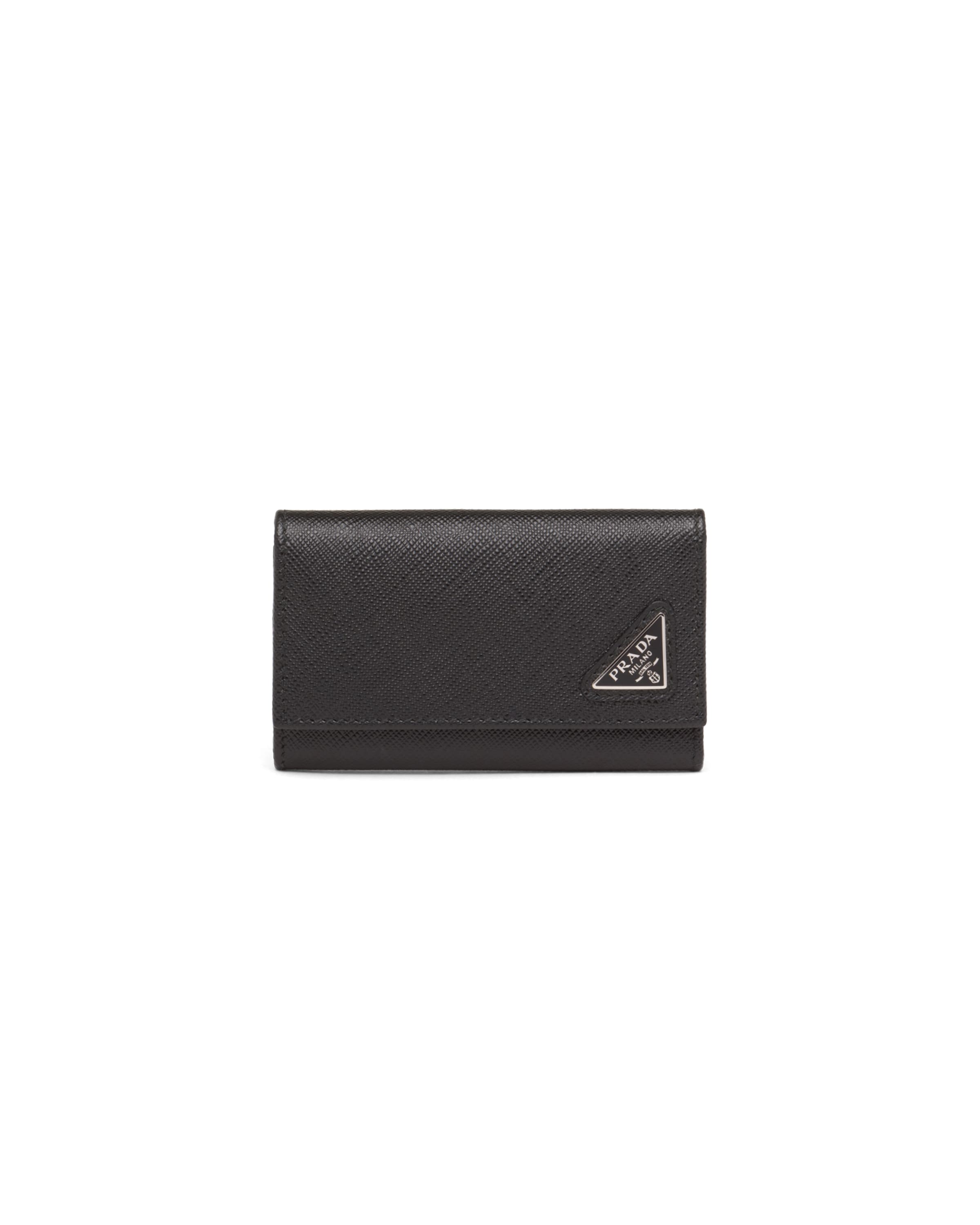 Prada Saffiano Leather Key Case, Men, Black