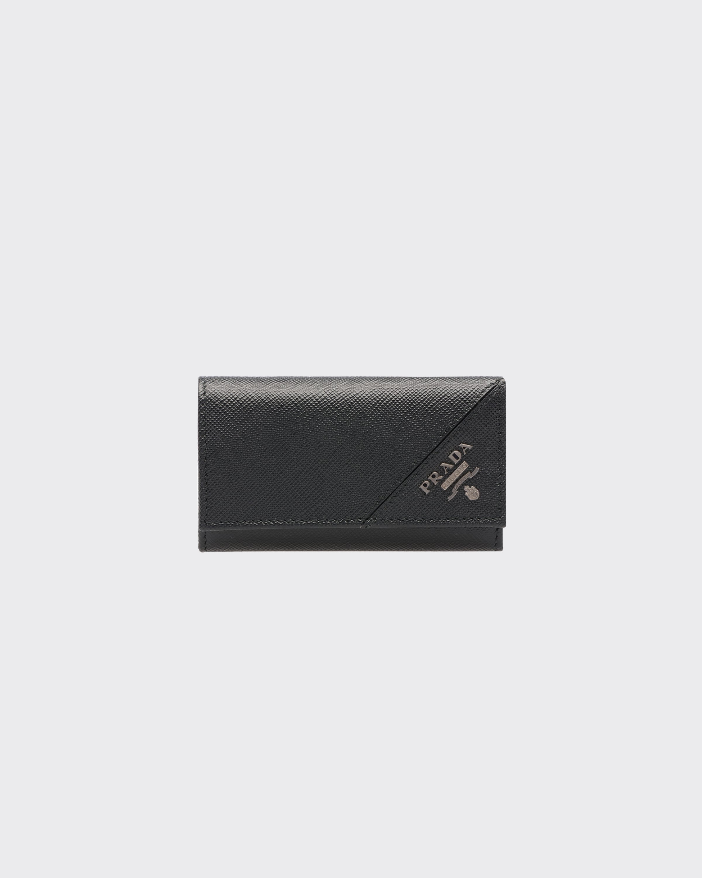 Prada Saffiano Leather Keychain, Man, Black