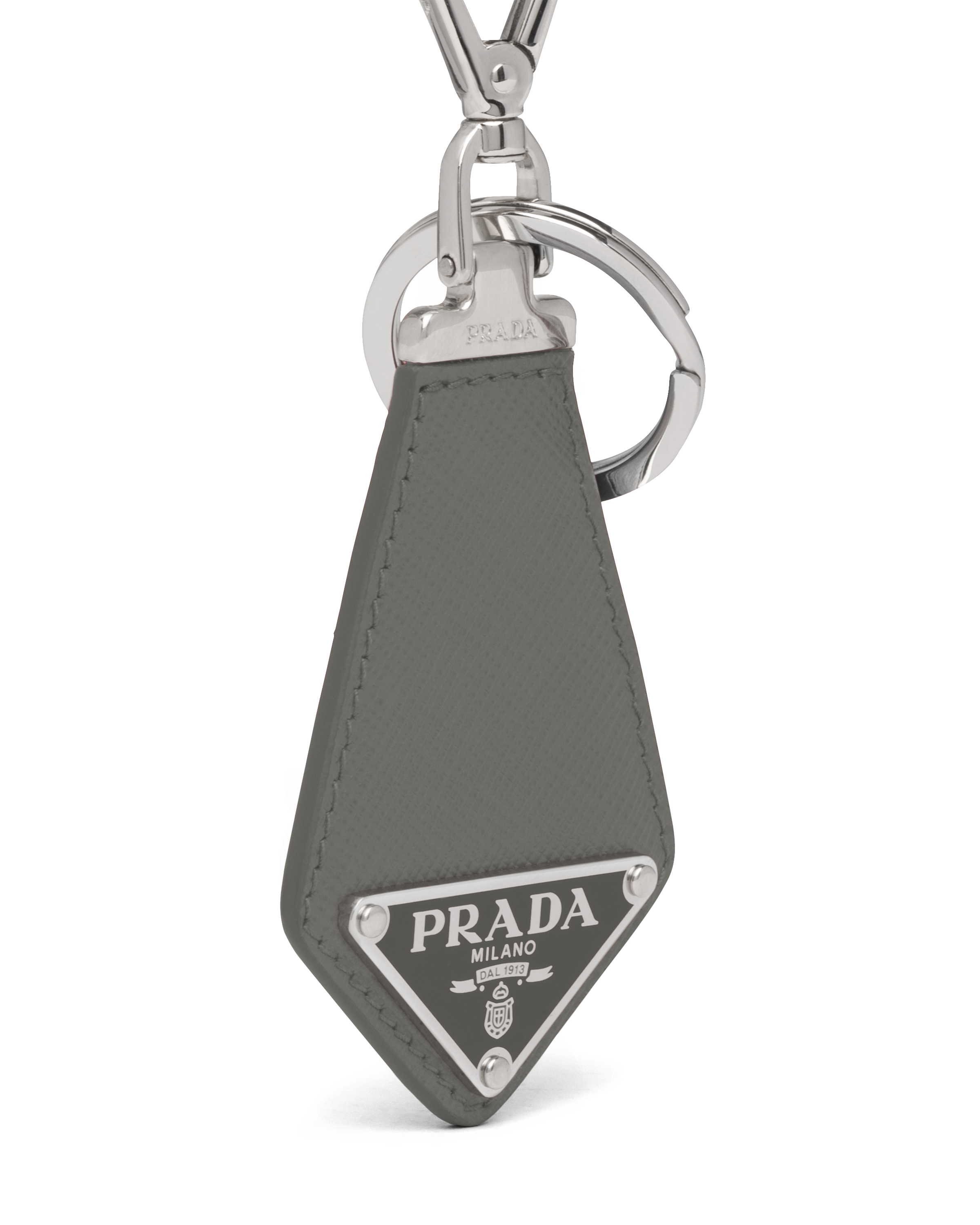 ライトグレー サフィアーノレザー キーリング | PRADA