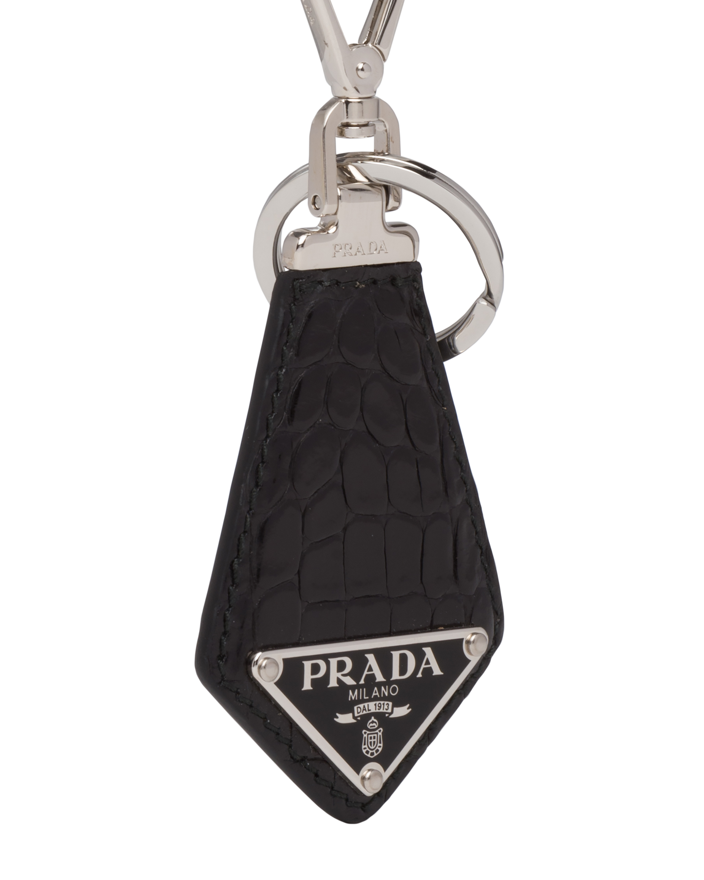 激安 【超希少】PRADA/クロコダイルレザー/キーリング/キーホルダー/黒