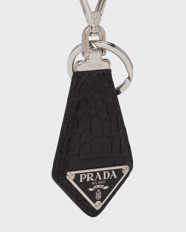 Crocodile leather keychain - Black Crocodile leather keychain - Black