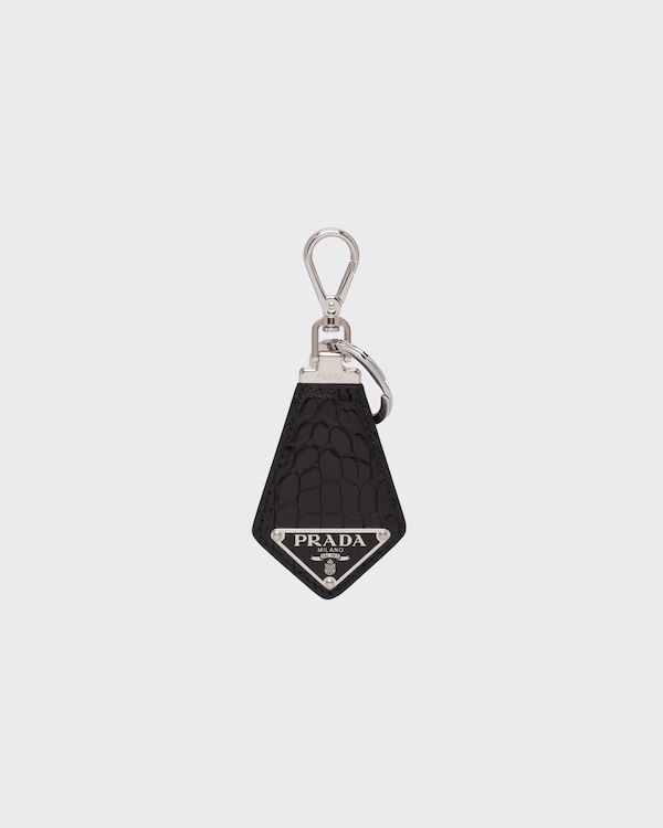 Crocodile leather keychain - Black Crocodile leather keychain - Black