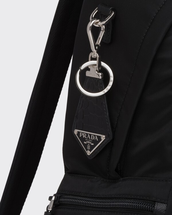 Crocodile leather keychain - Black Crocodile leather keychain - Black