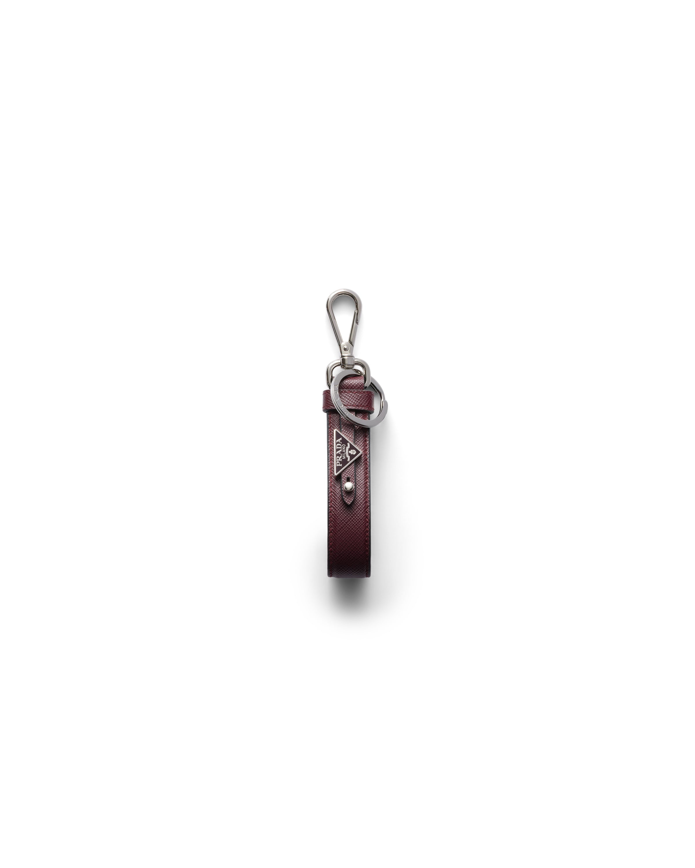 Prada Saffiano Leather Keychain In Brown