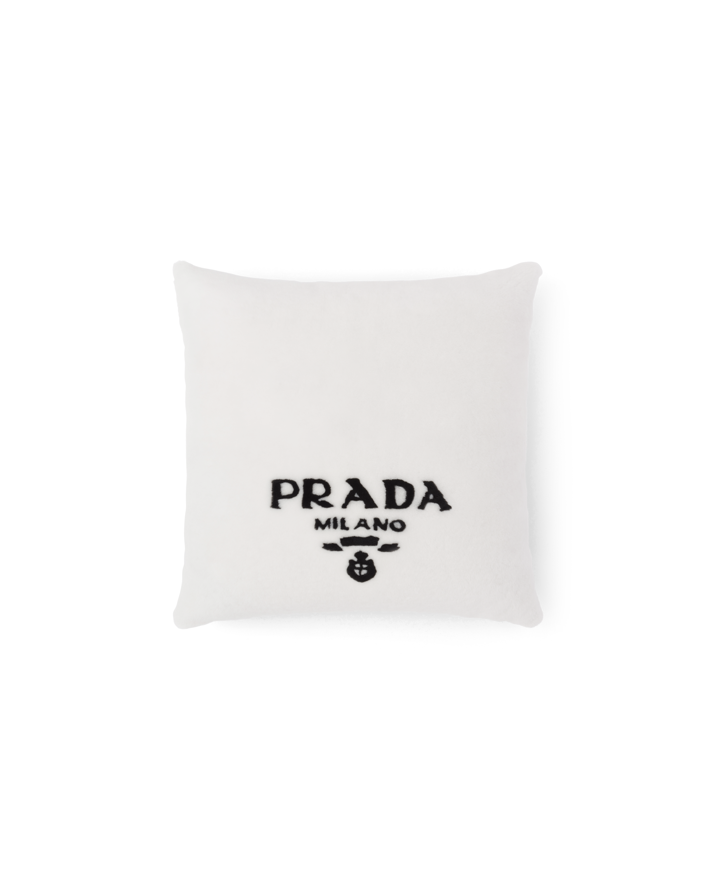 Prada Sheepskin Pillow In White/black