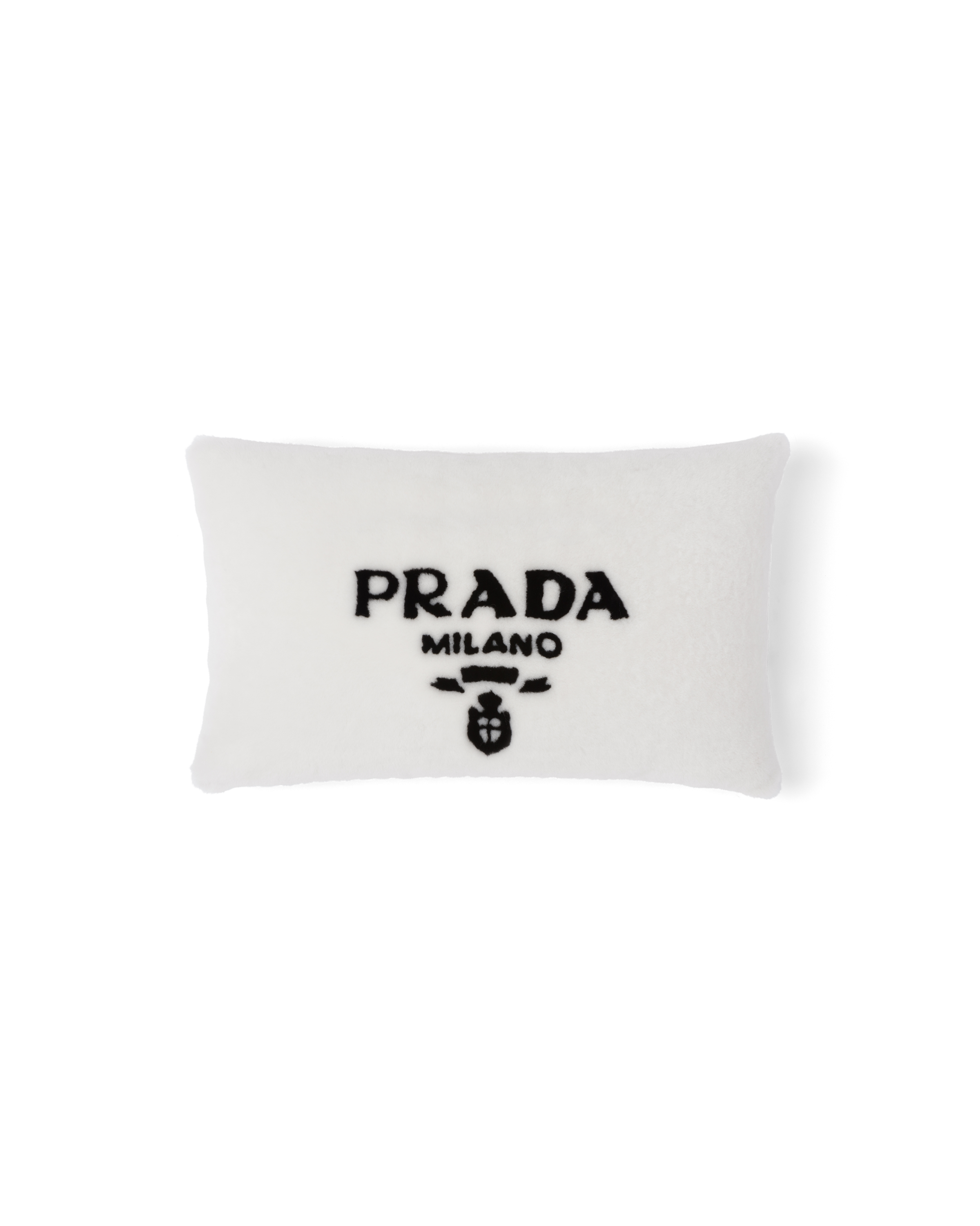 Prada Sheepskin Pillow In White/black
