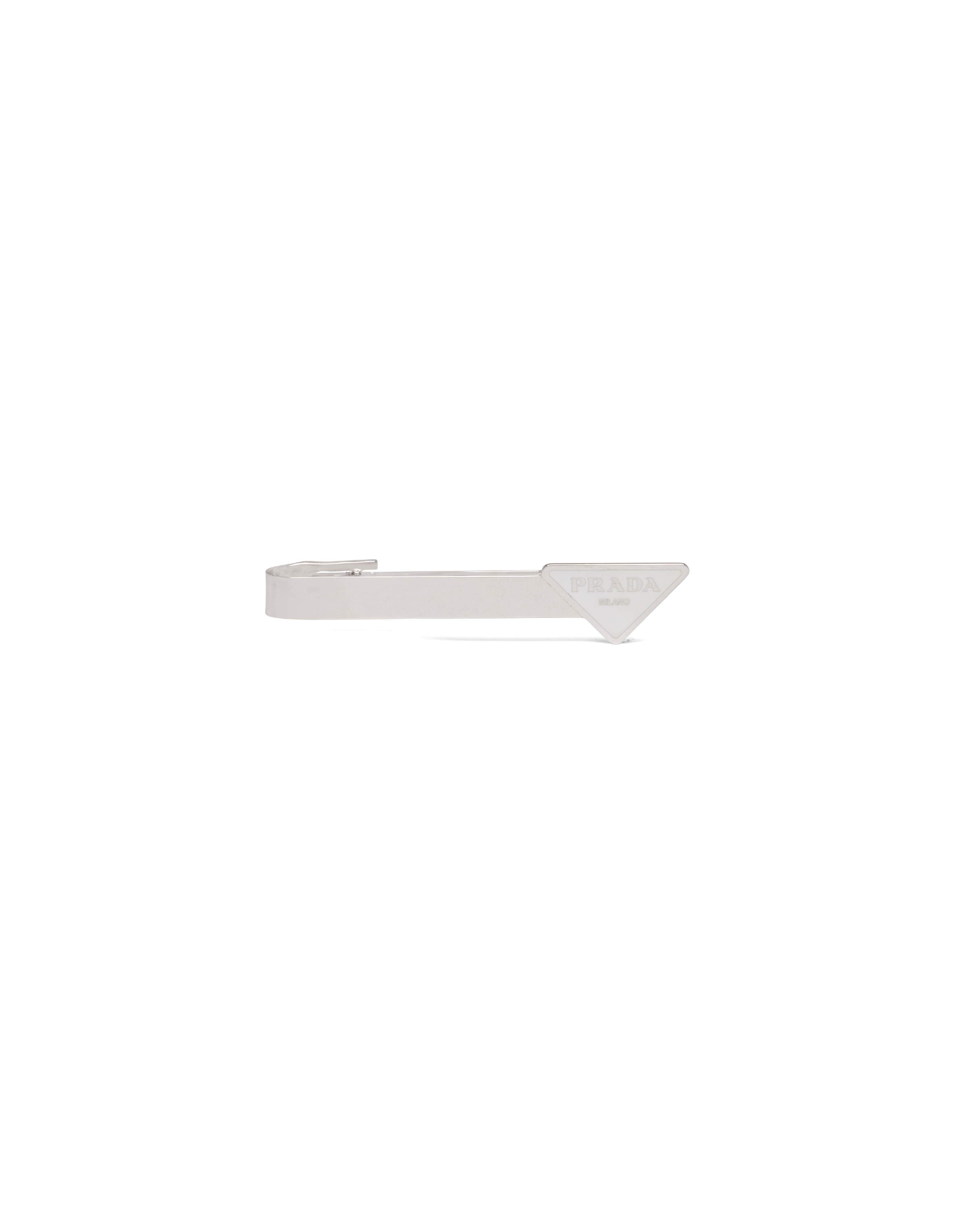 Prada Sterling Sliver Tie Clip In White