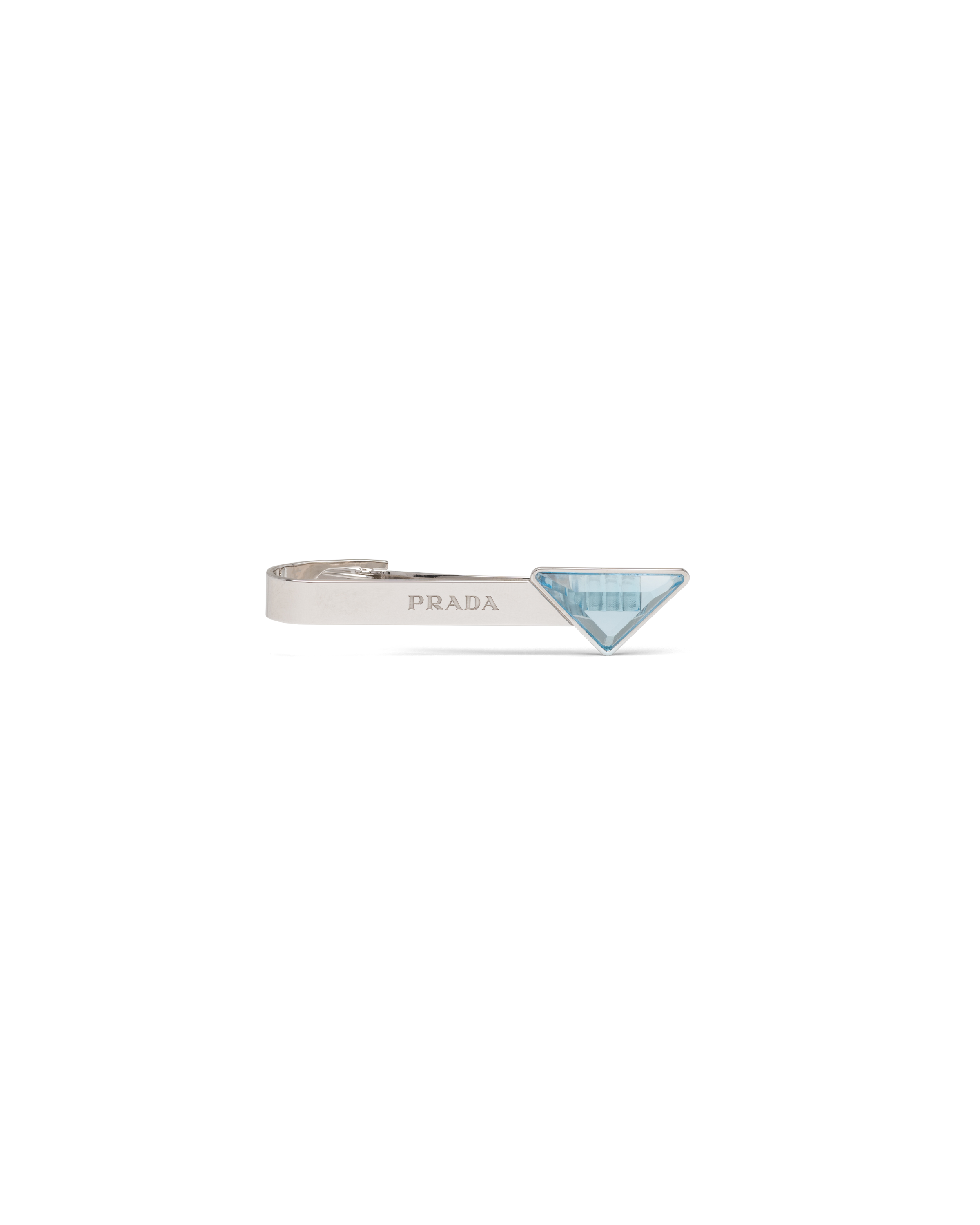 Prada Silver Money Clip With Hard Stone In Silver/topaz | ModeSens