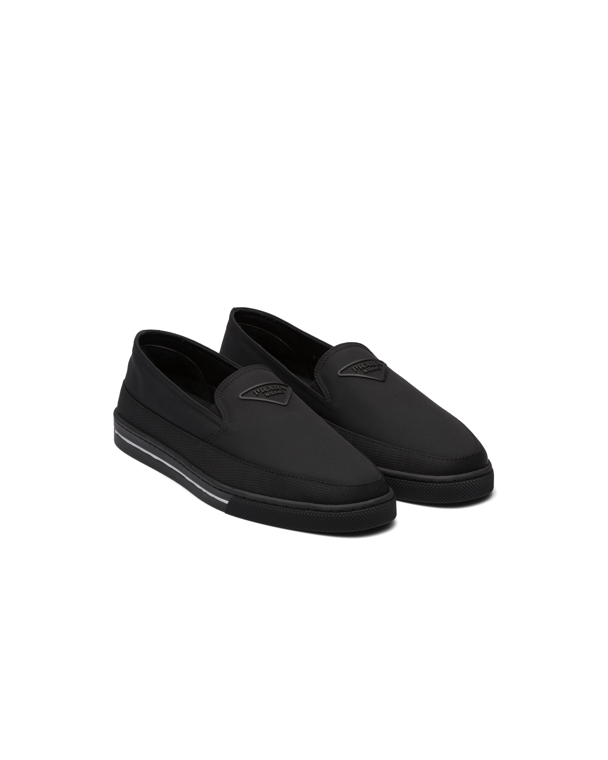 Prada Nylon Slip-on Sneakers In Black