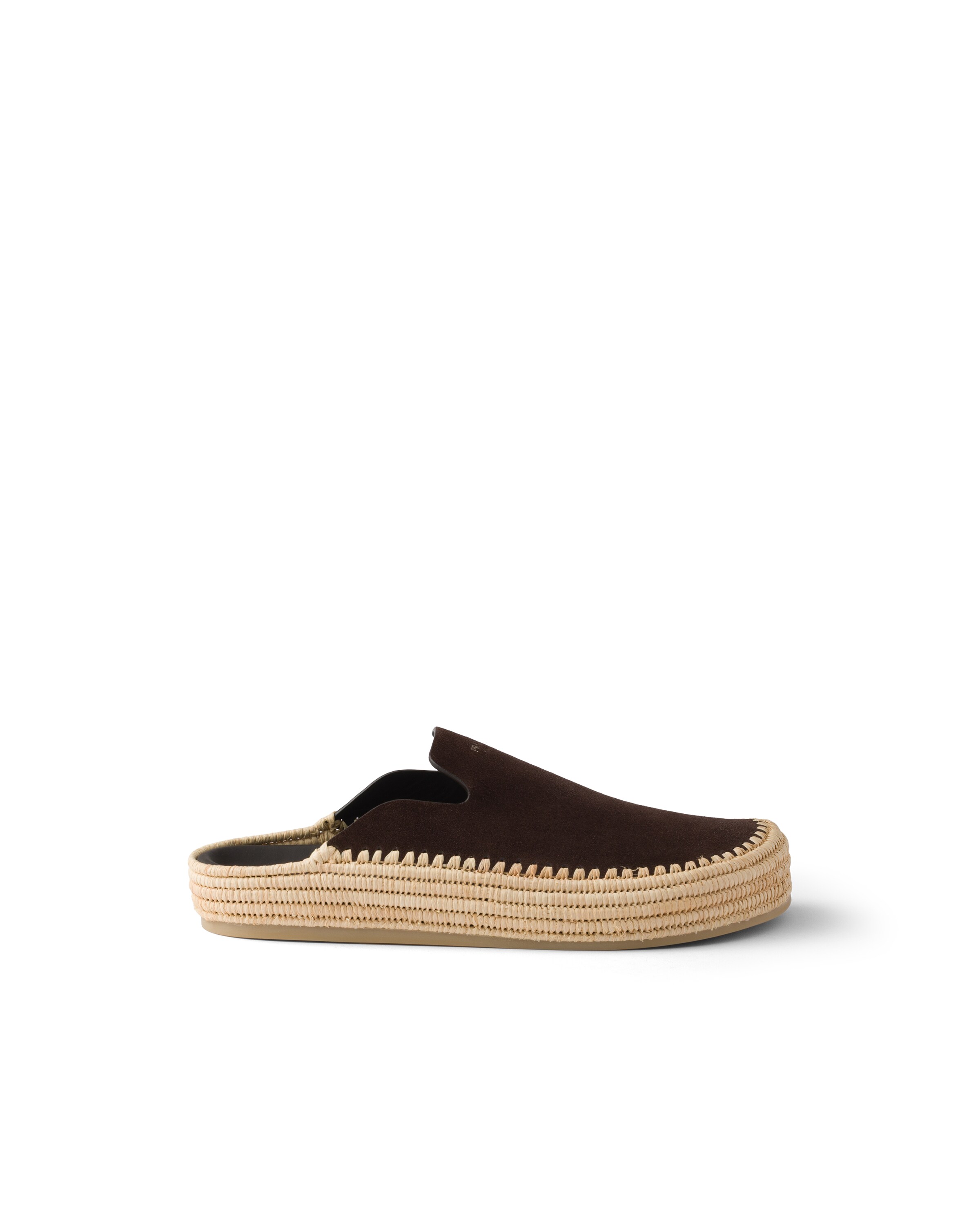 Prada Suede Mules In Brown