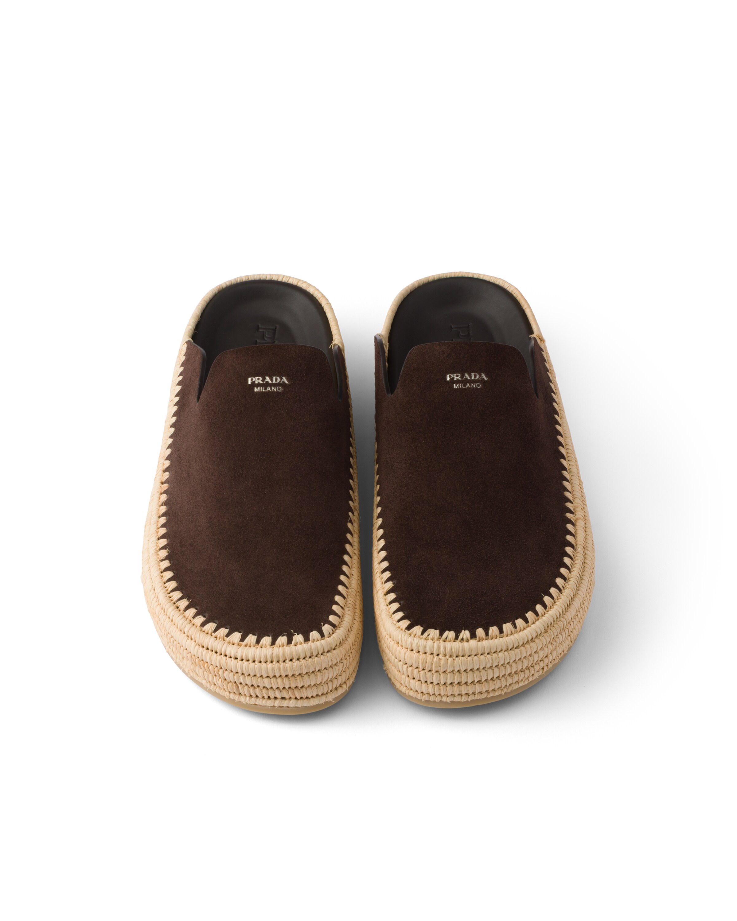 Prada Suede Mules In Brown