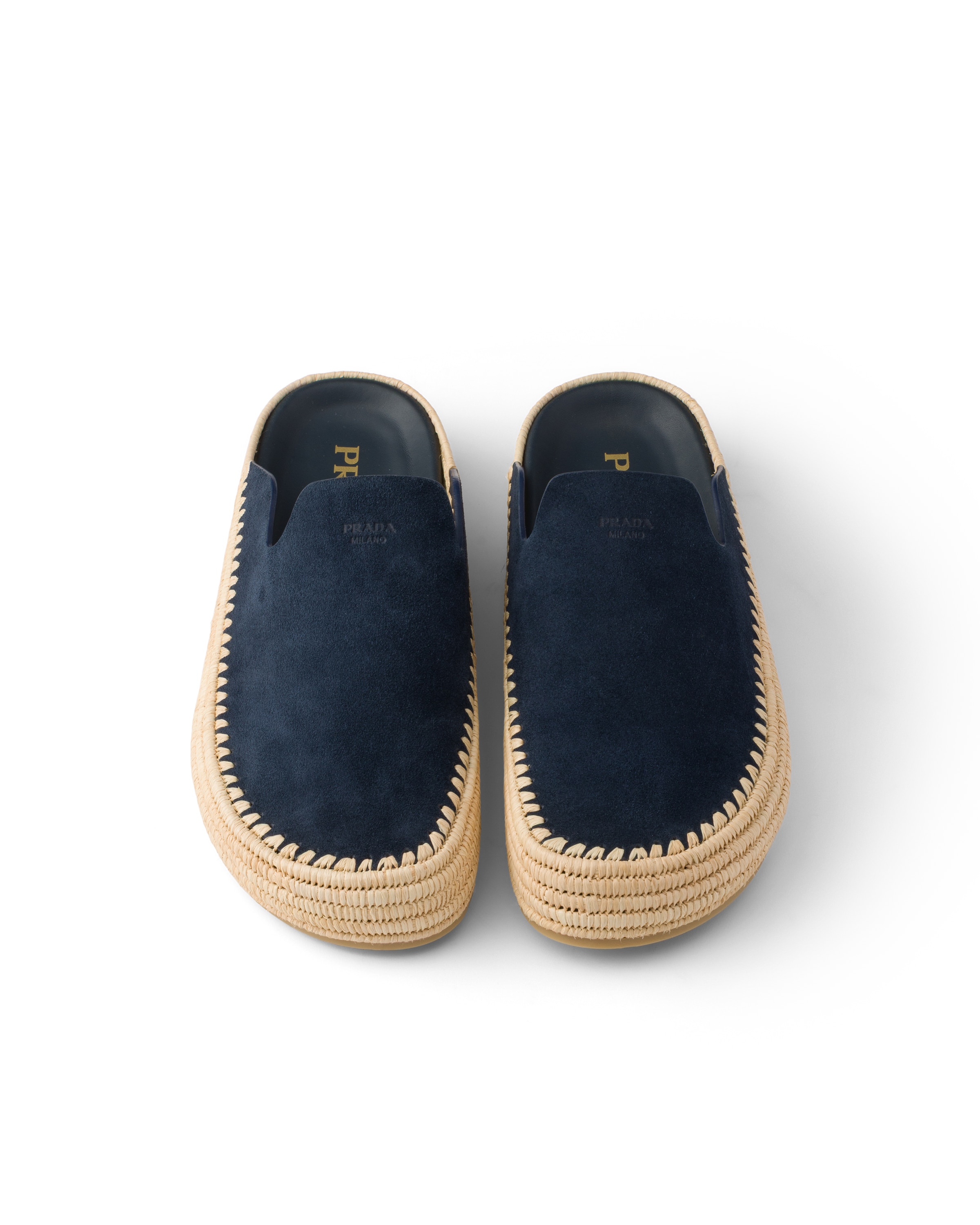 Prada Suede Mules In Blue