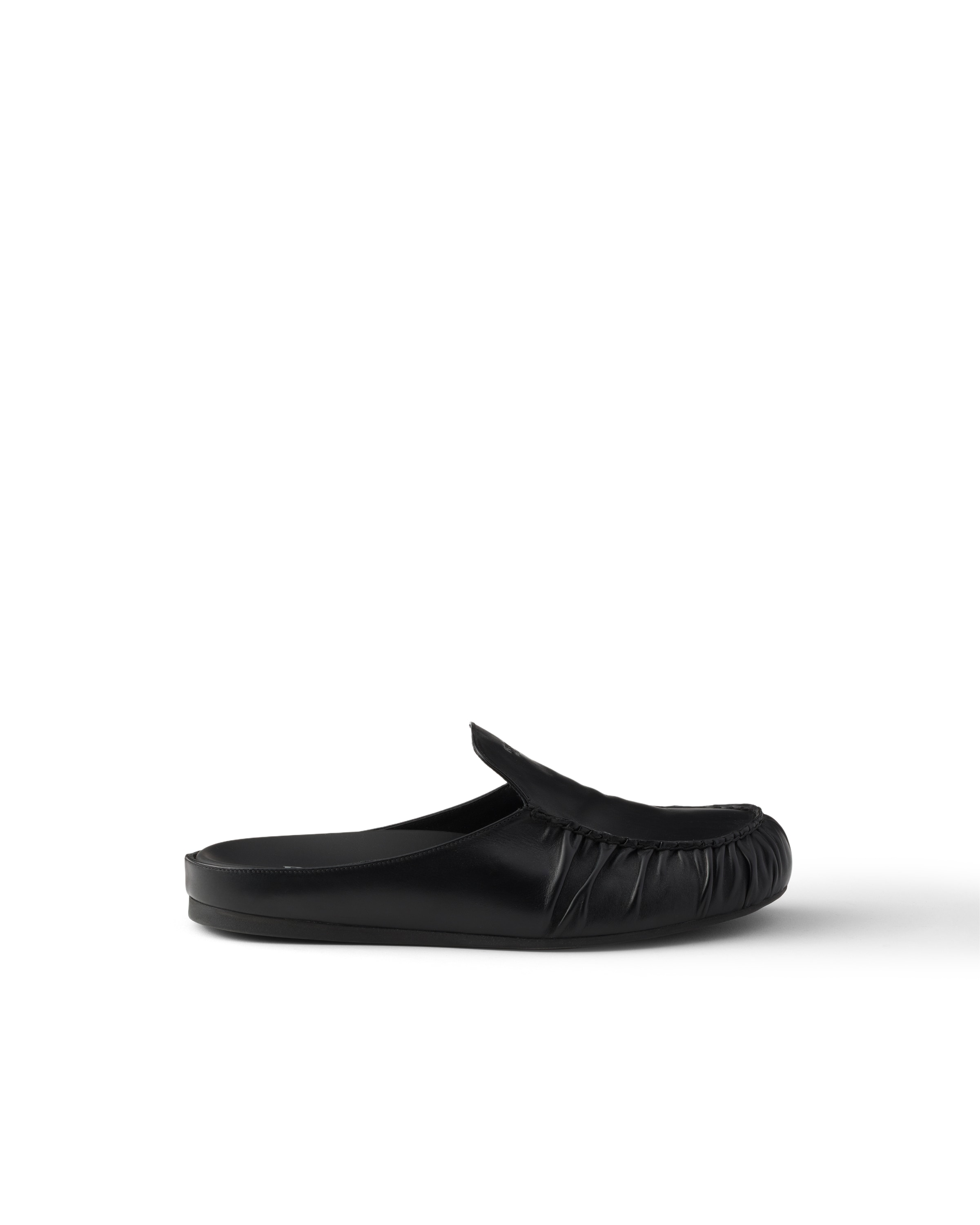 Prada Leather Mules In Black