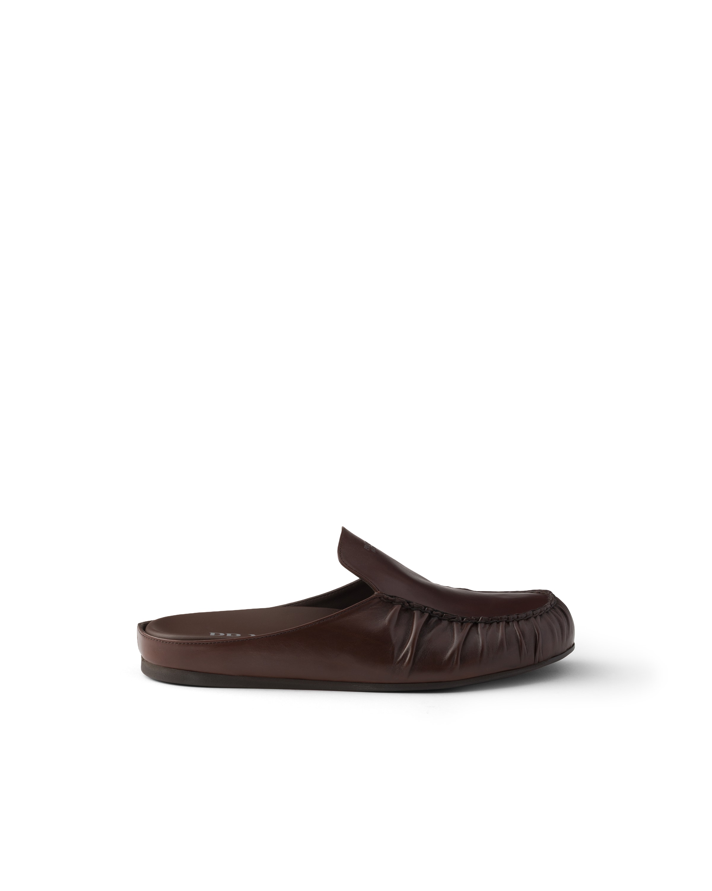 Prada Leather Mules In Brown