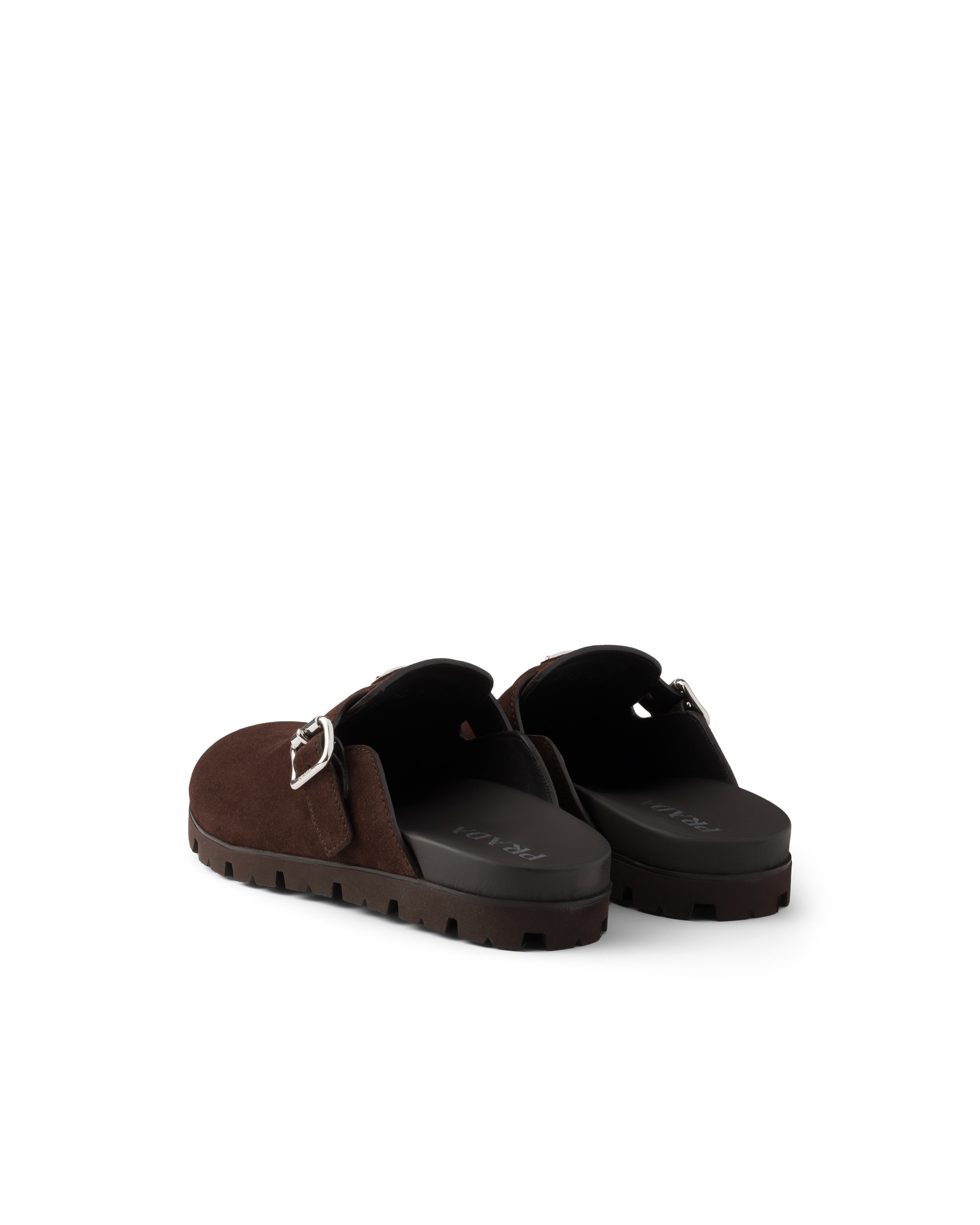 Prada Triangle-logo Mules In Brown