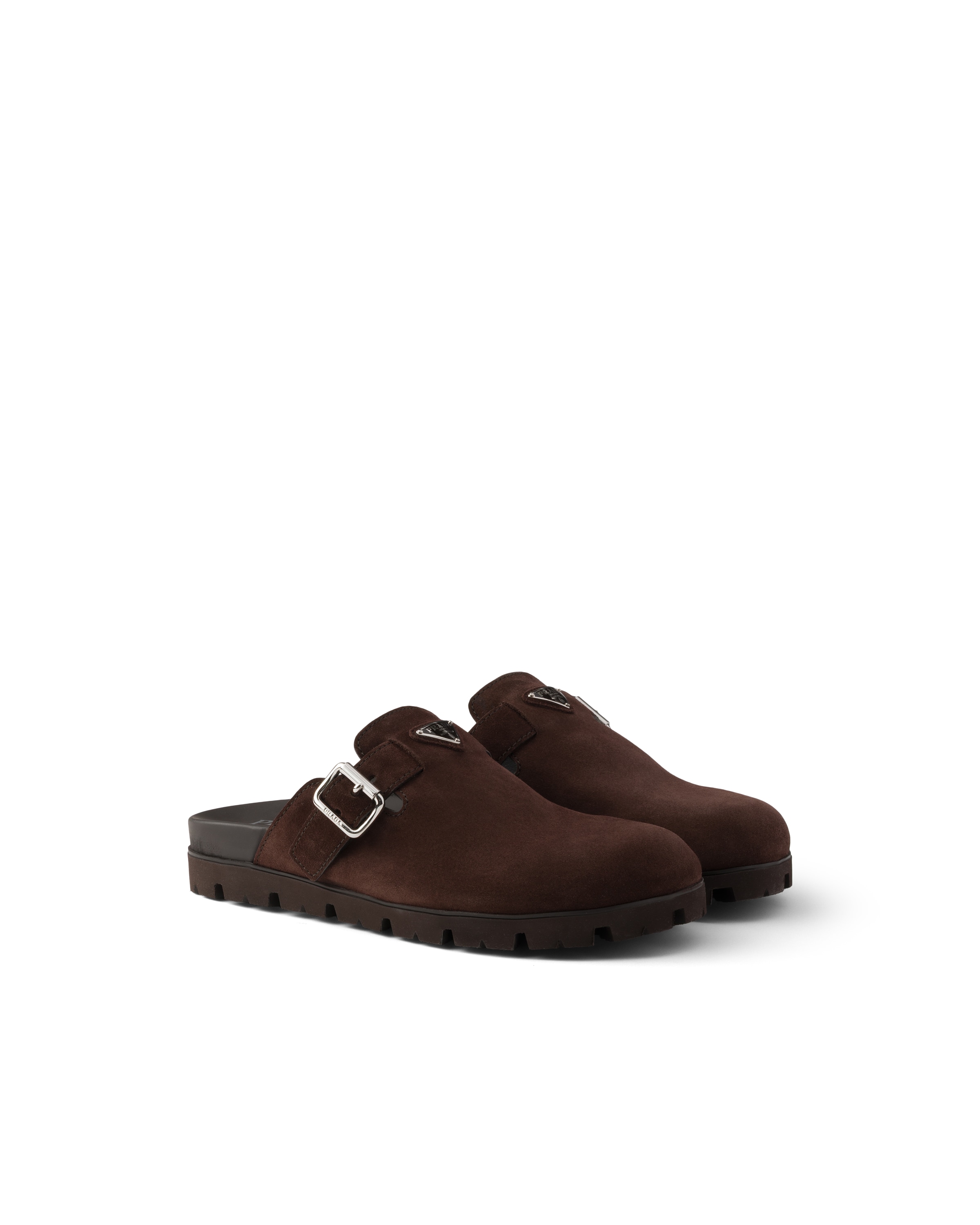 Prada Mules De Ante, Hombre, Marrón Oscuro, Talla 9,5