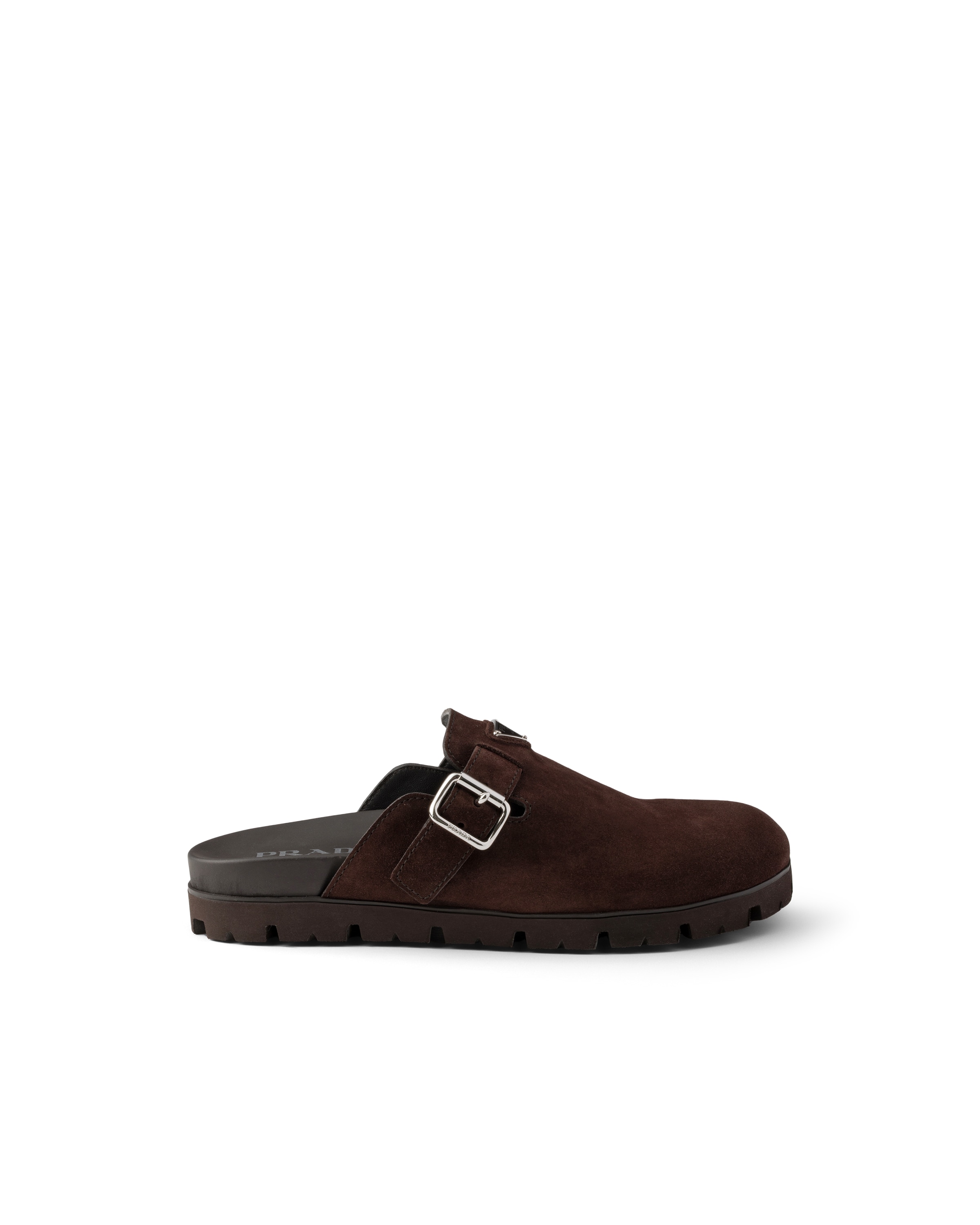 Prada Triangle-logo Mules In Brown