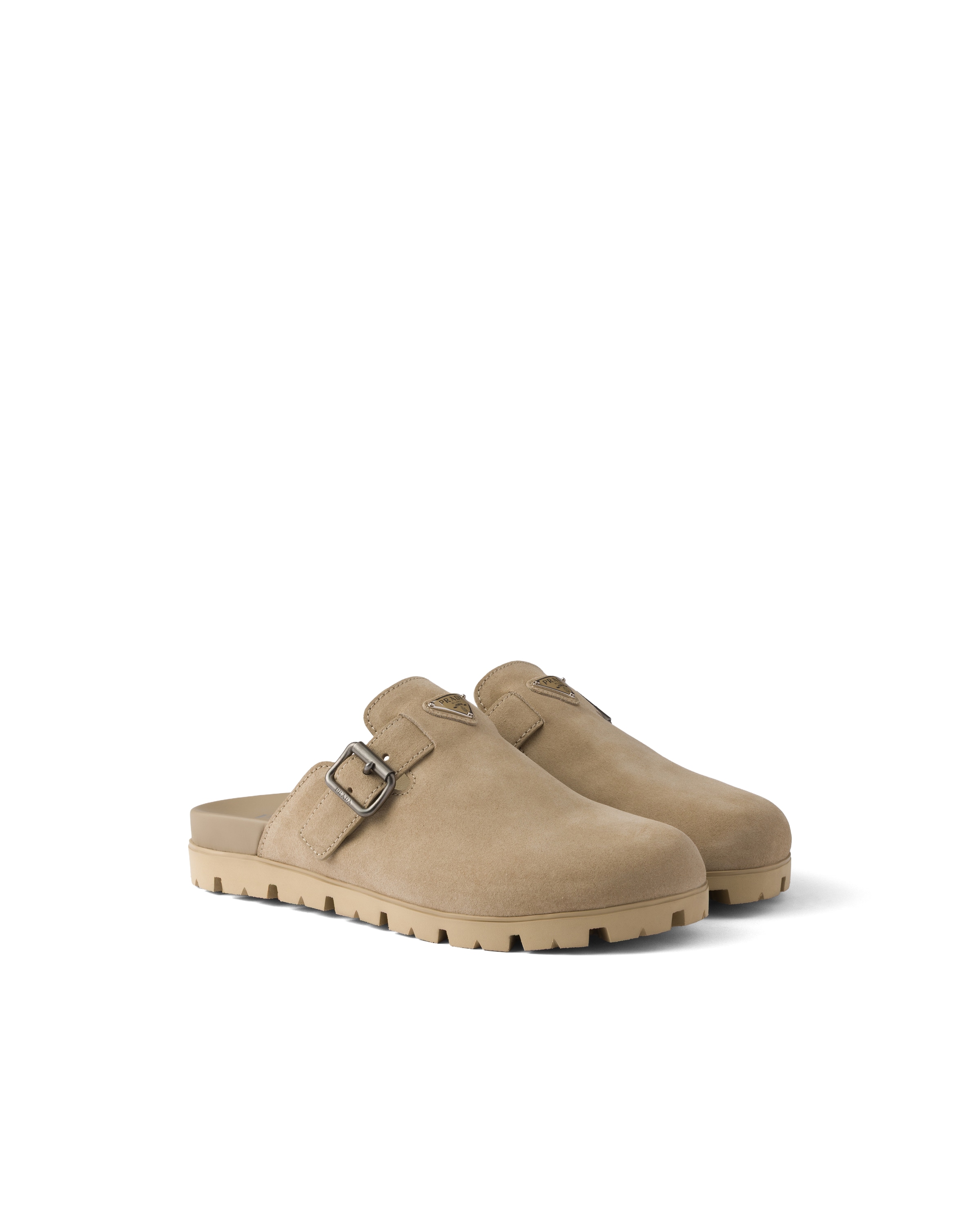 Prada Mules De Ante, Hombre, Beige Desierto, Talla 8,5