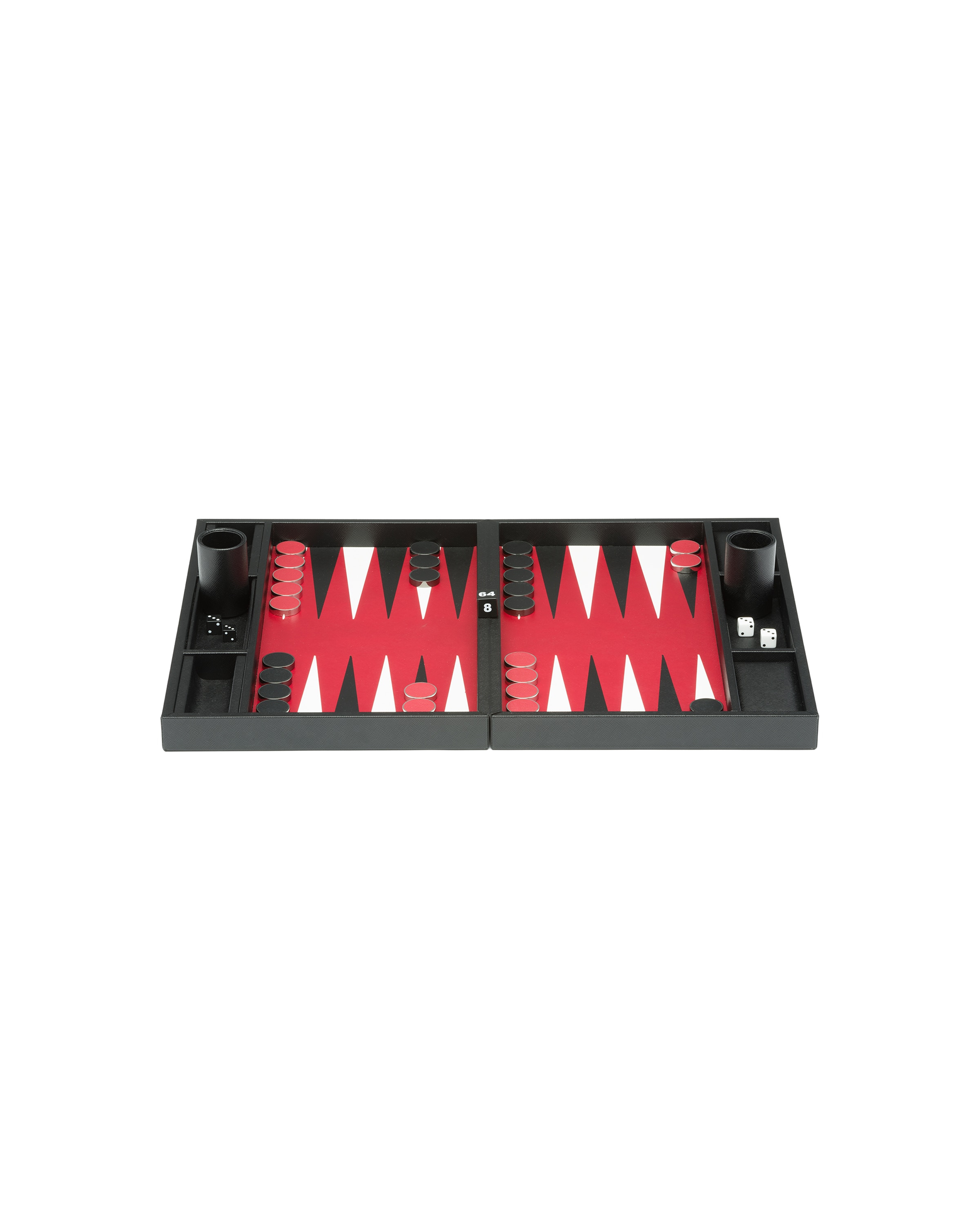 Prada Saffiano Leather Backgammon Set In Black