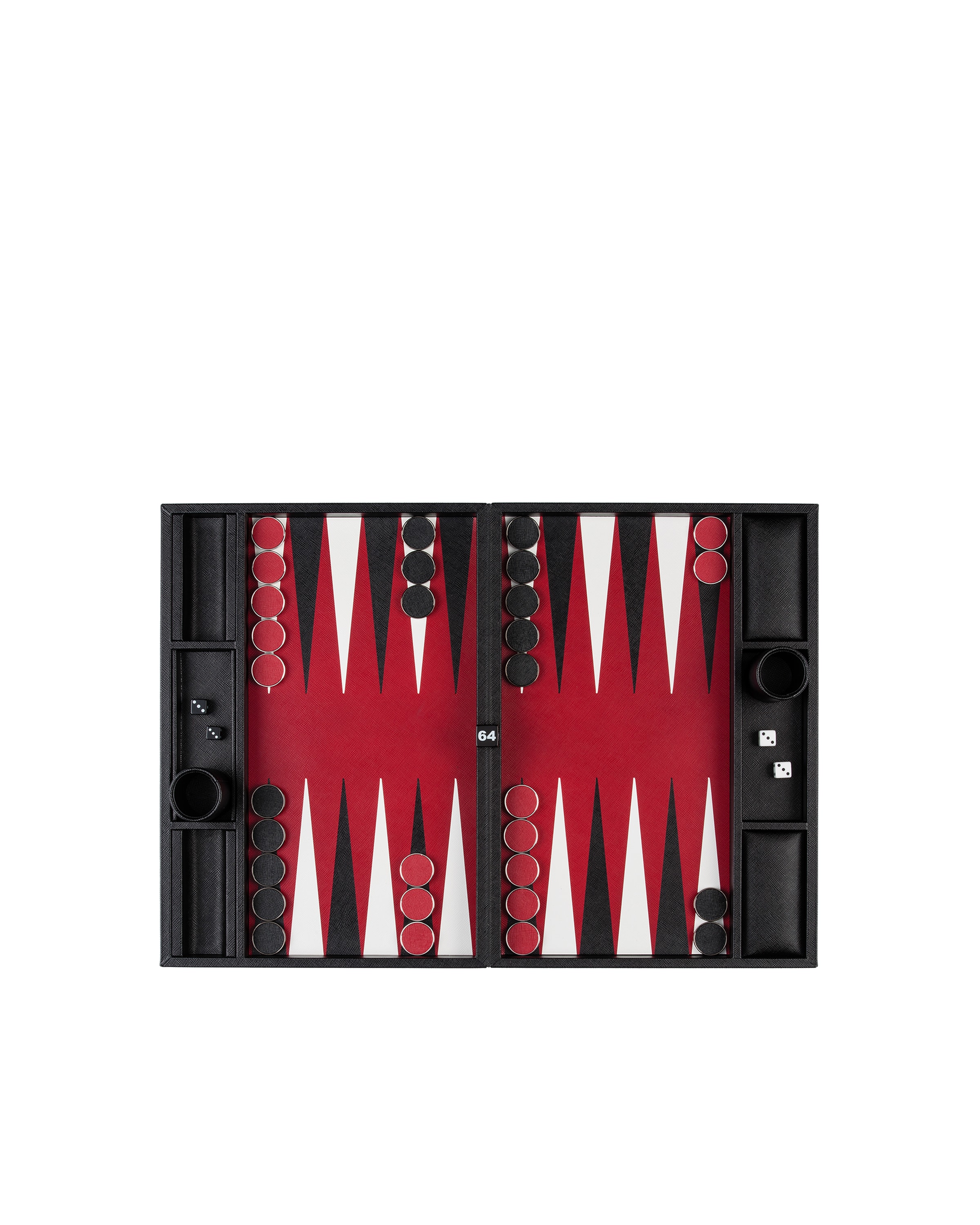 Prada Saffiano Leather Backgammon Set In Black