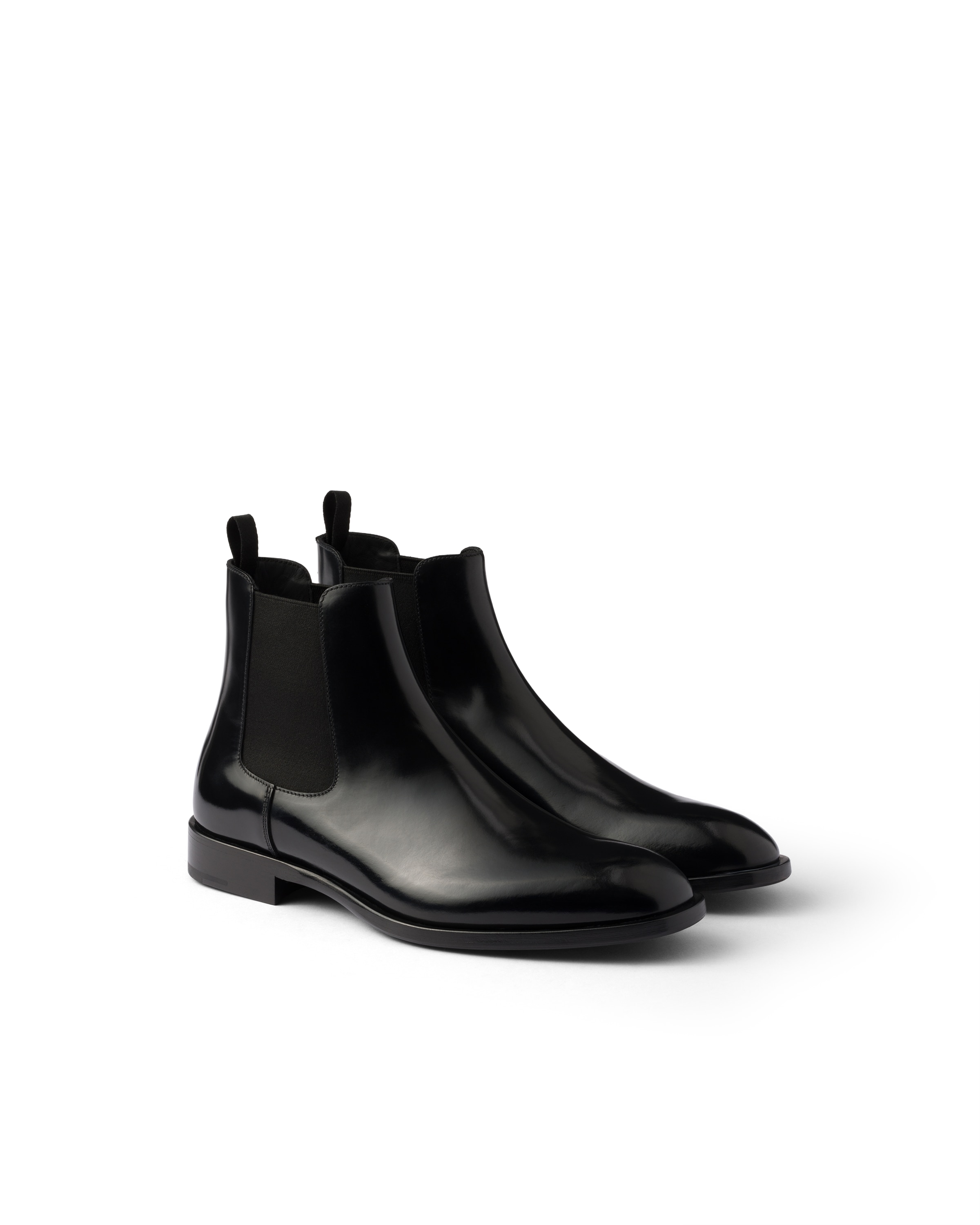 Prada Chelsea Boots Aus Gebürstetem Leder, Herren, Schwarz, Größe 11