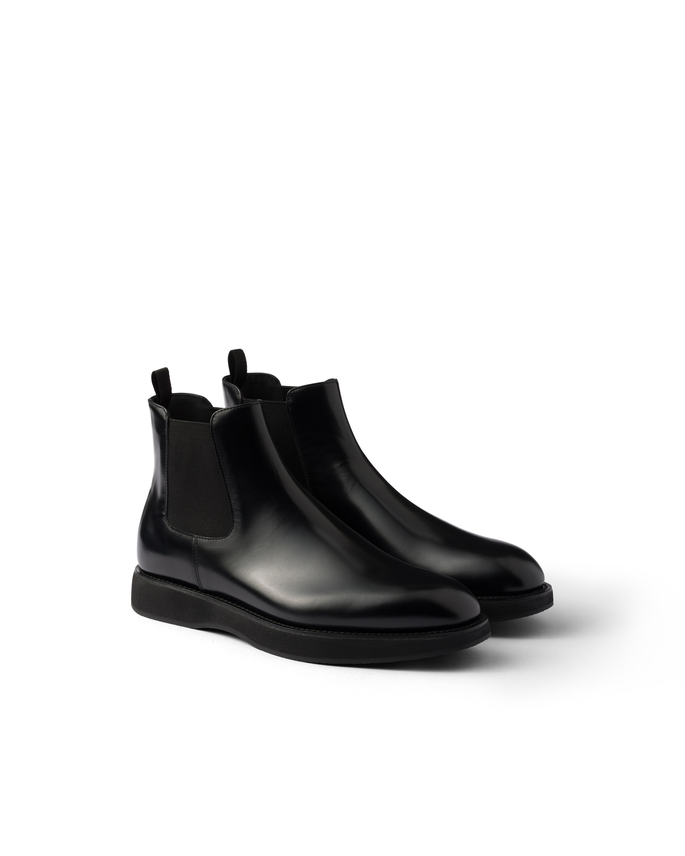 Prada Chelsea Boots Aus Gebürstetem Leder, Herren, Schwarz, Größe 9